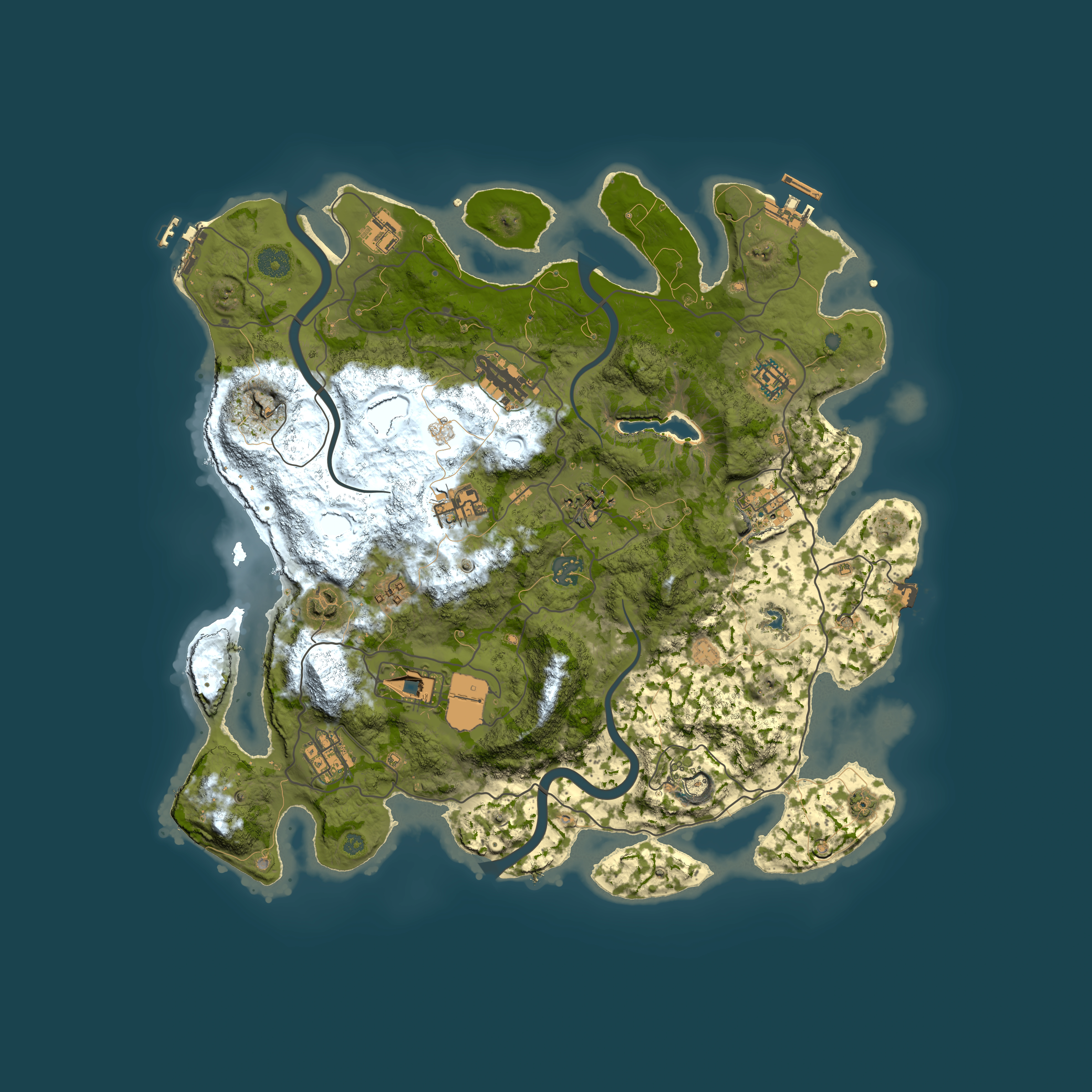 Full top-down render of Rust map seed 1321446580, 4000x4000m