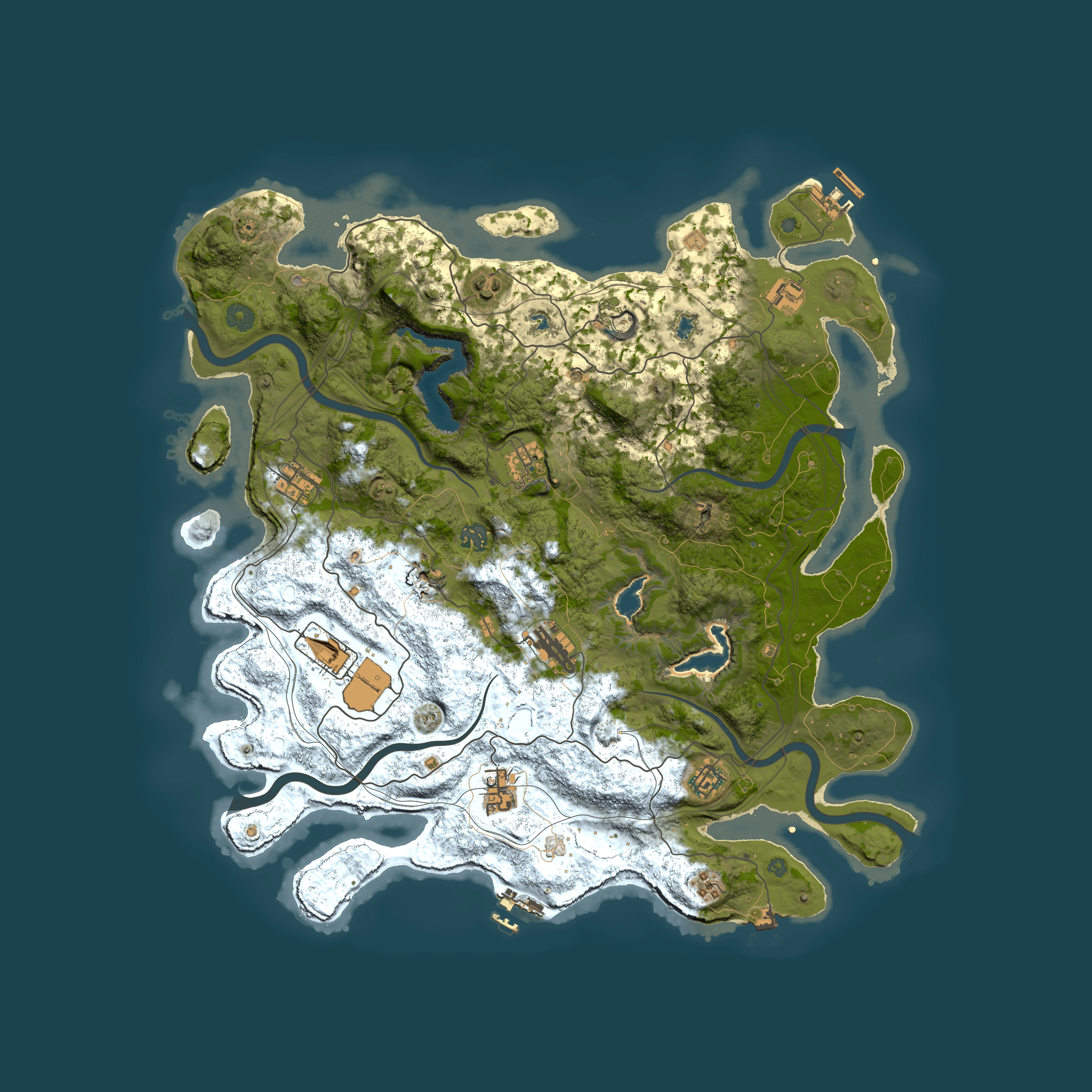 Full top-down render of Rust map seed 733511454, 4500x4500m