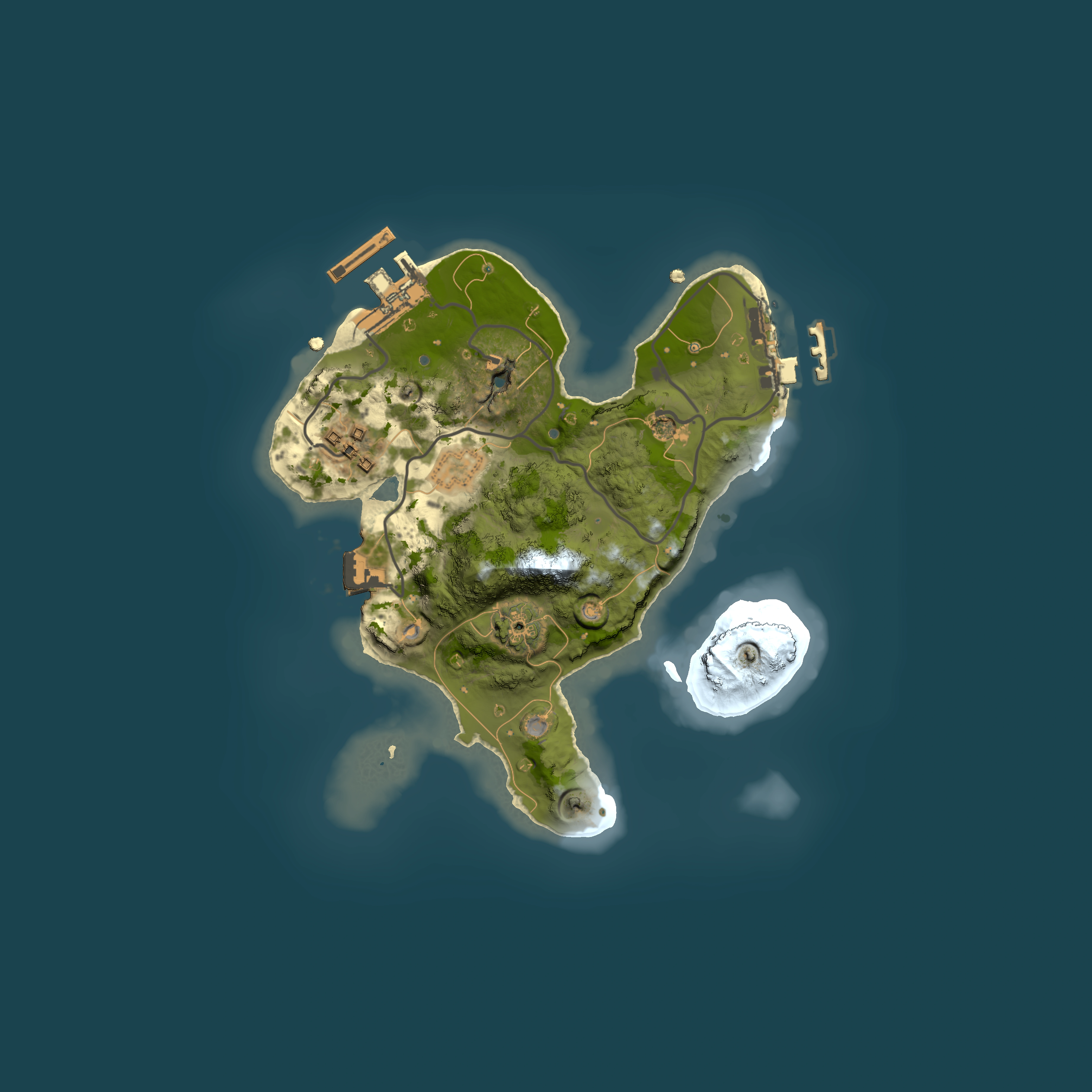Full top-down render of Rust map seed 1023172428, 2000x2000m