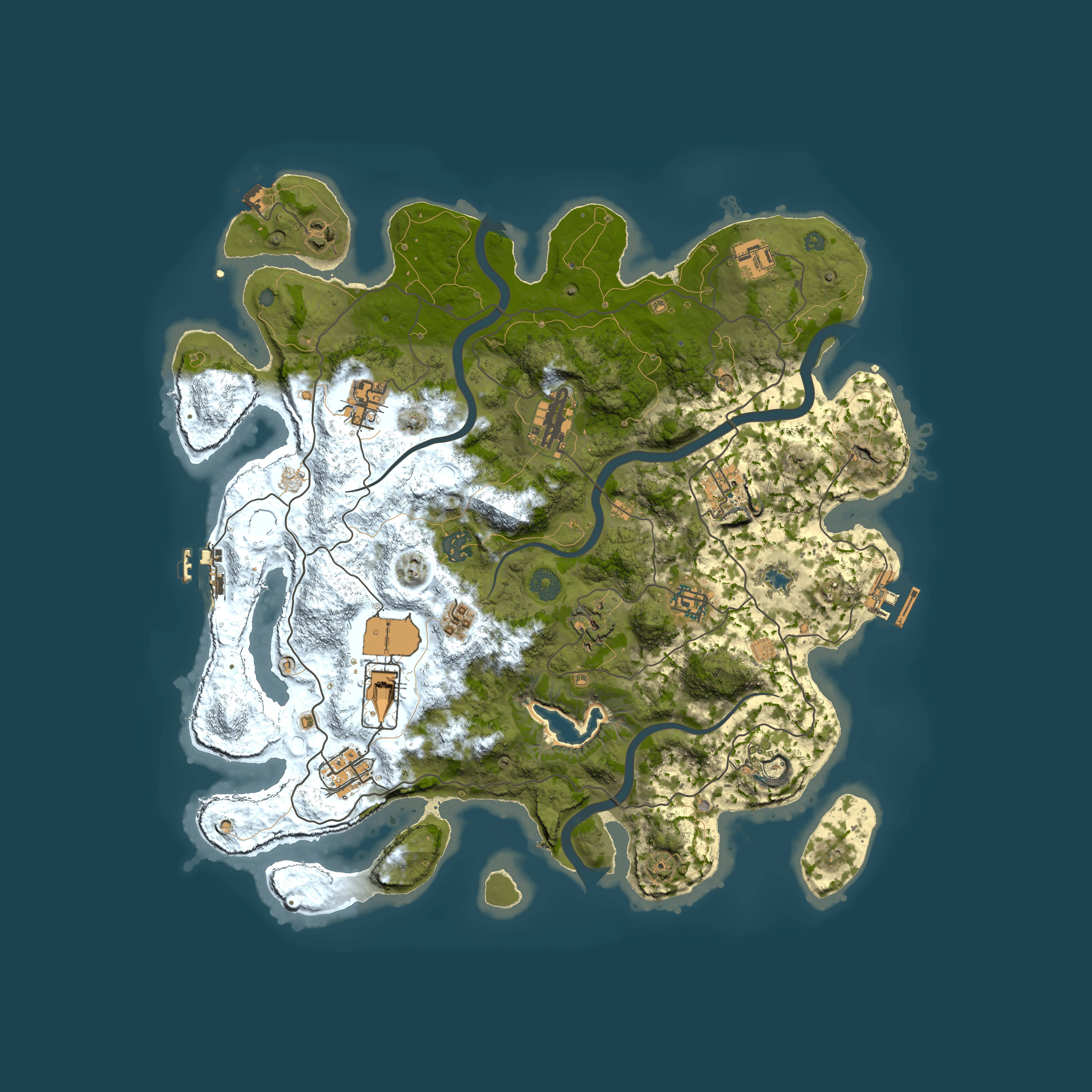 Full top-down render of Rust map seed 827711074, 4000x4000m