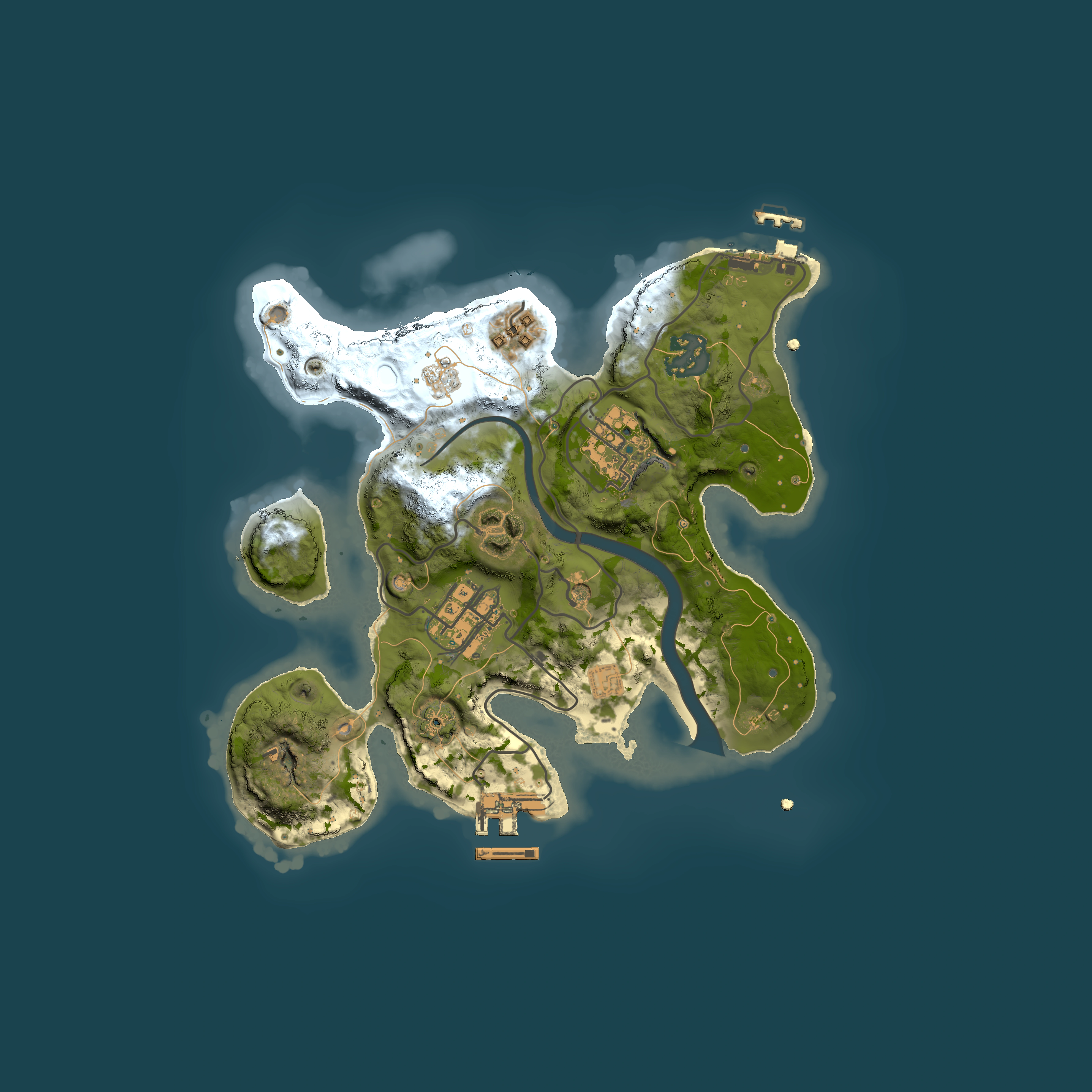 Full top-down render of Rust map seed 1911764832, 2500x2500m