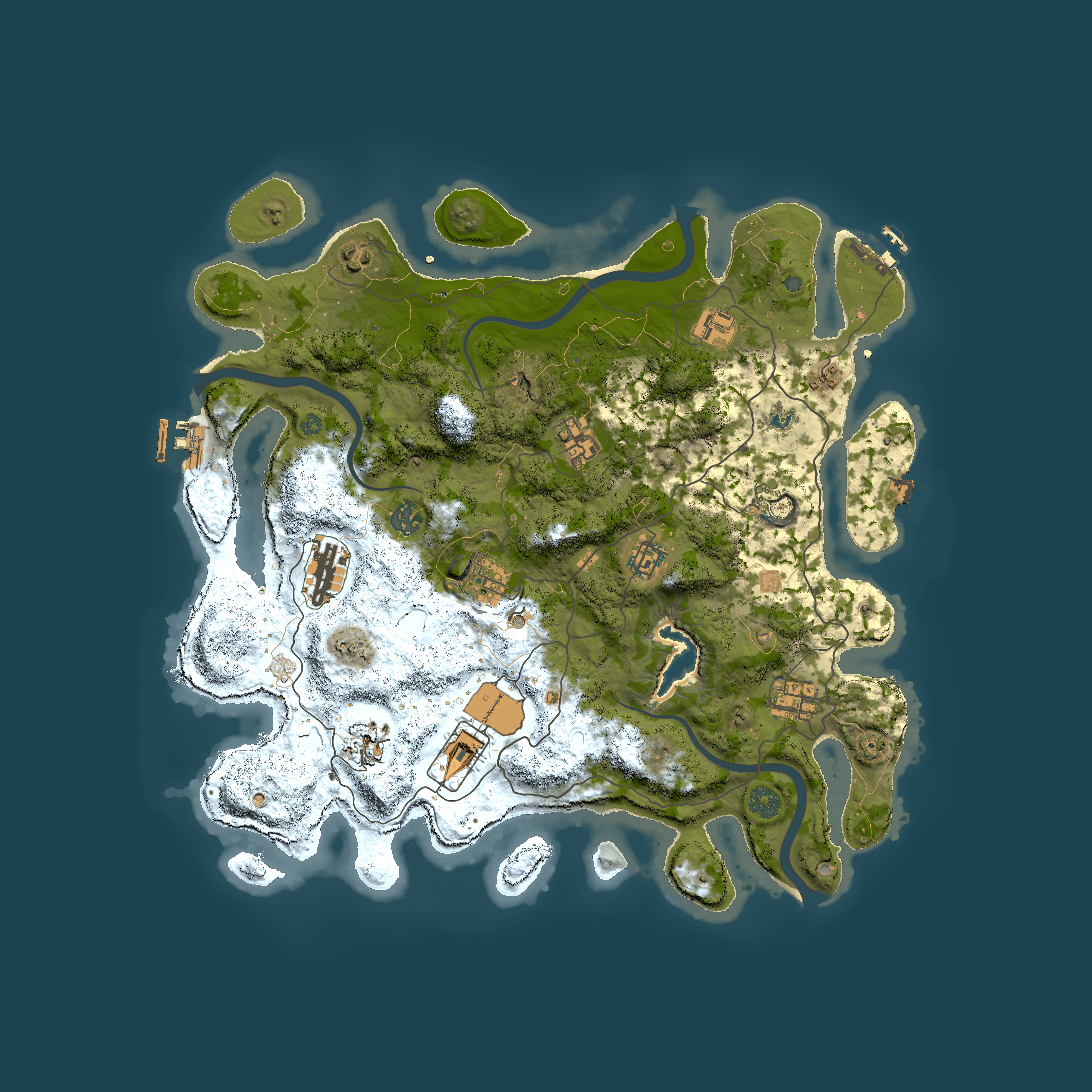 Full top-down render of Rust map seed 645769958, 4000x4000m