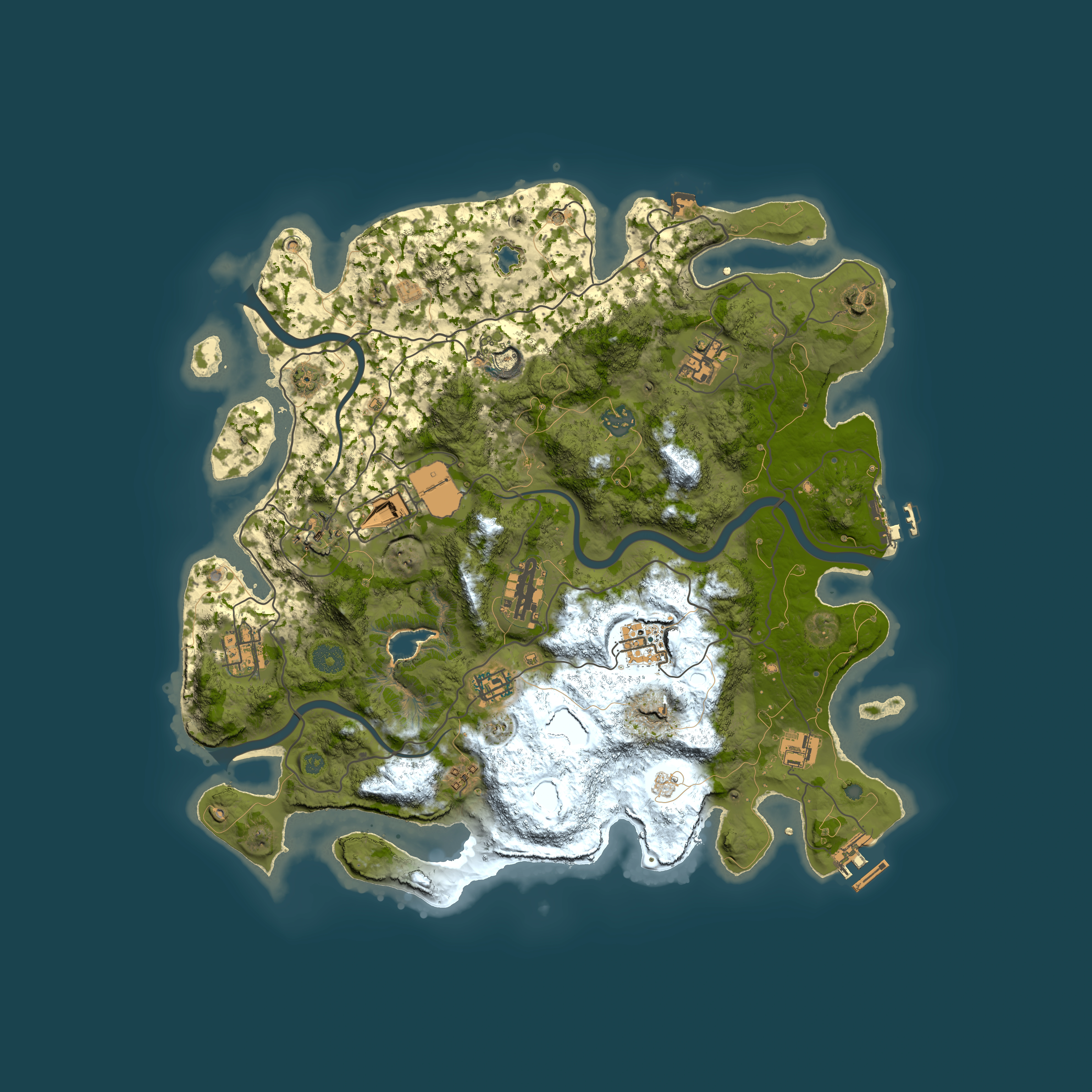 Full top-down render of Rust map seed 287960692, 4000x4000m