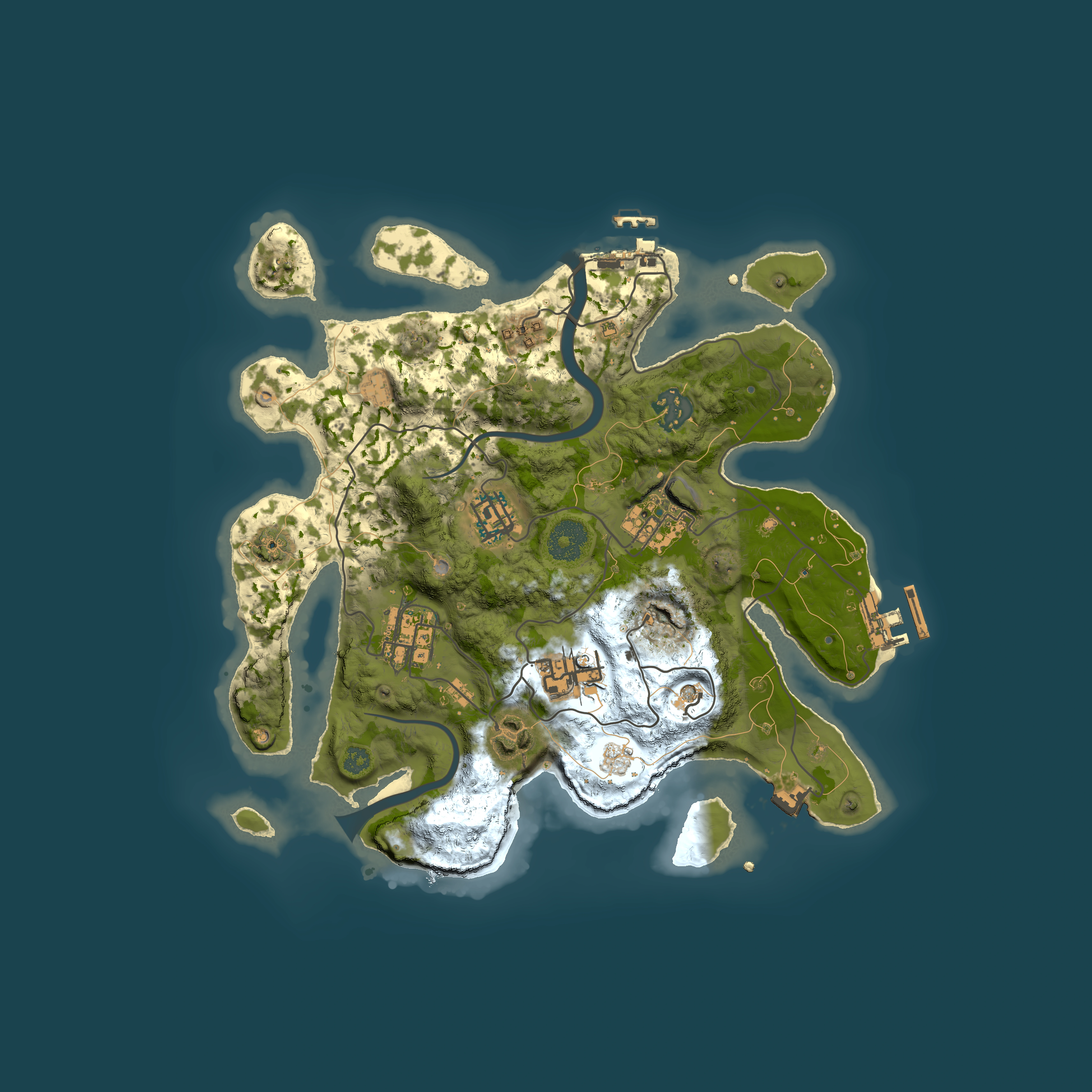 Full top-down render of Rust map seed 177027503, 3000x3000m