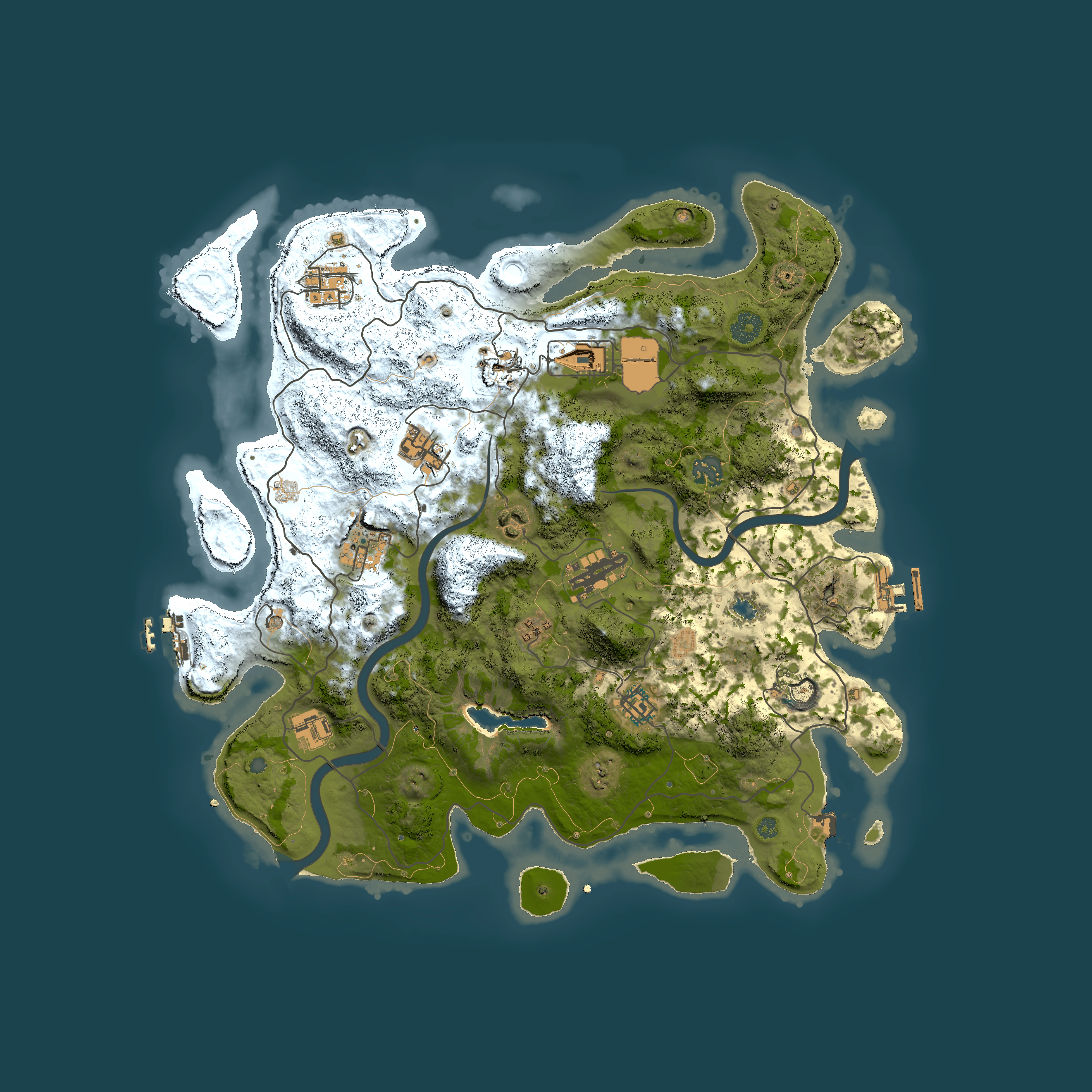 Full top-down render of Rust map seed 229518226, 4000x4000m