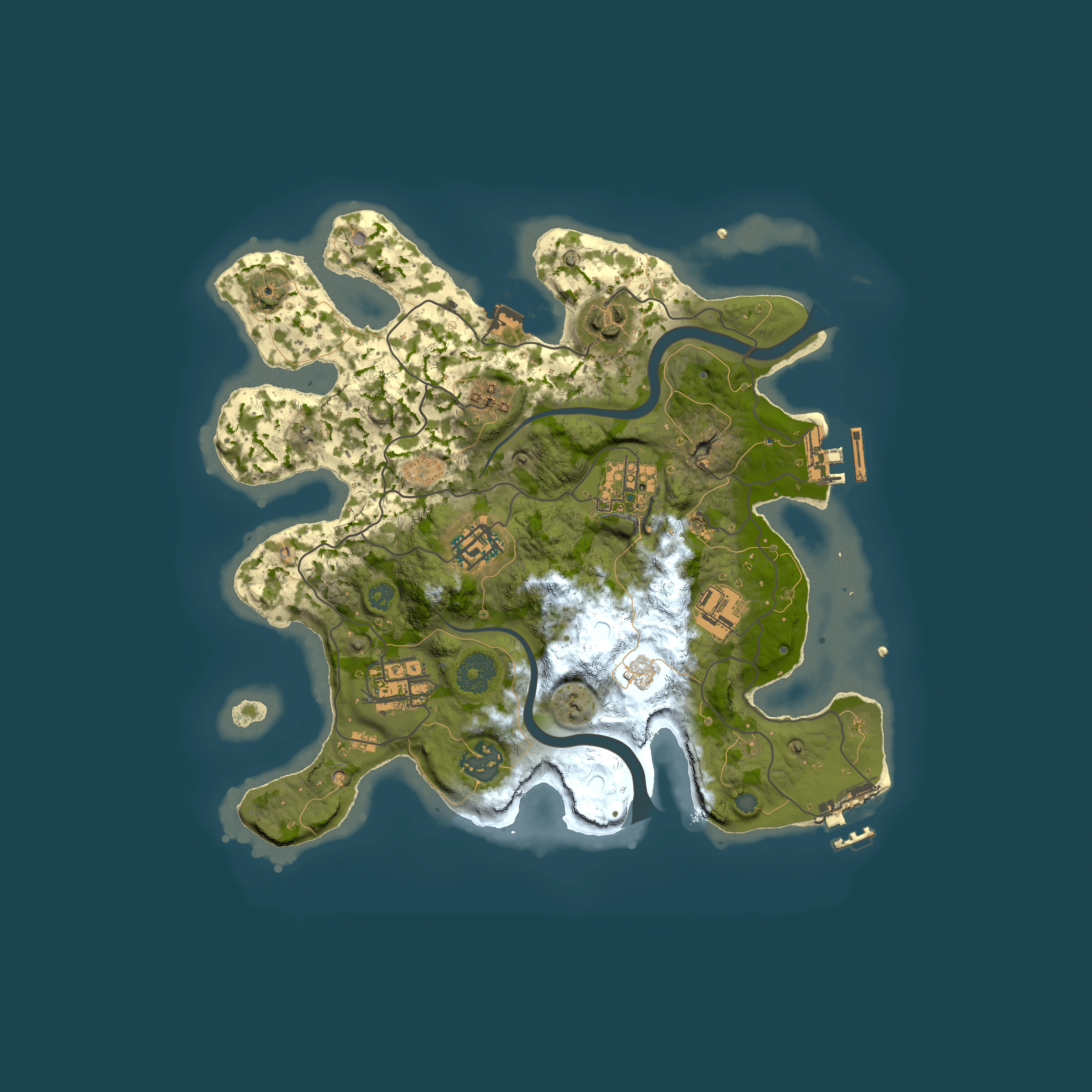 Full top-down render of Rust map seed 1982090991, 3000x3000m