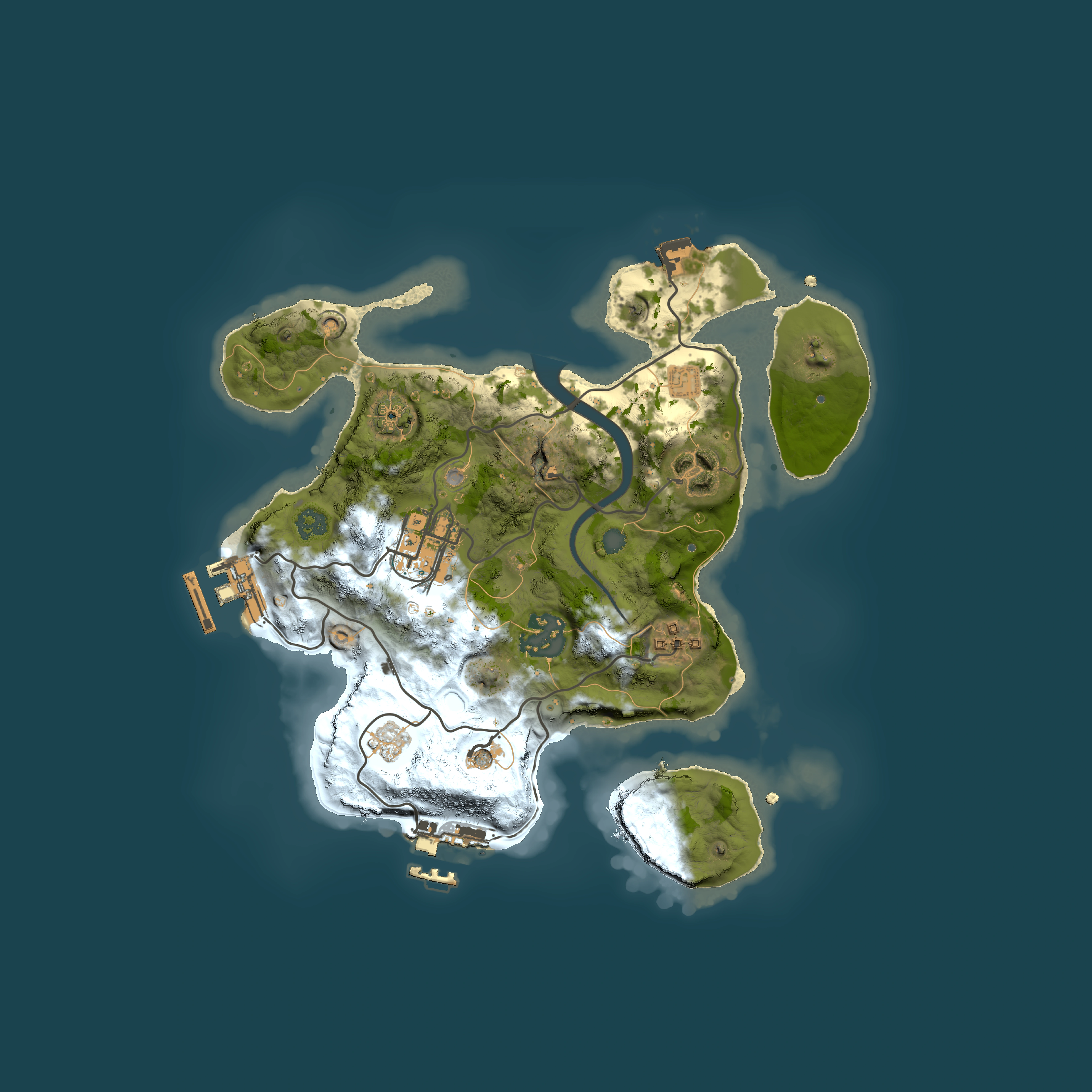 Full top-down render of Rust map seed 1342033936, 2500x2500m