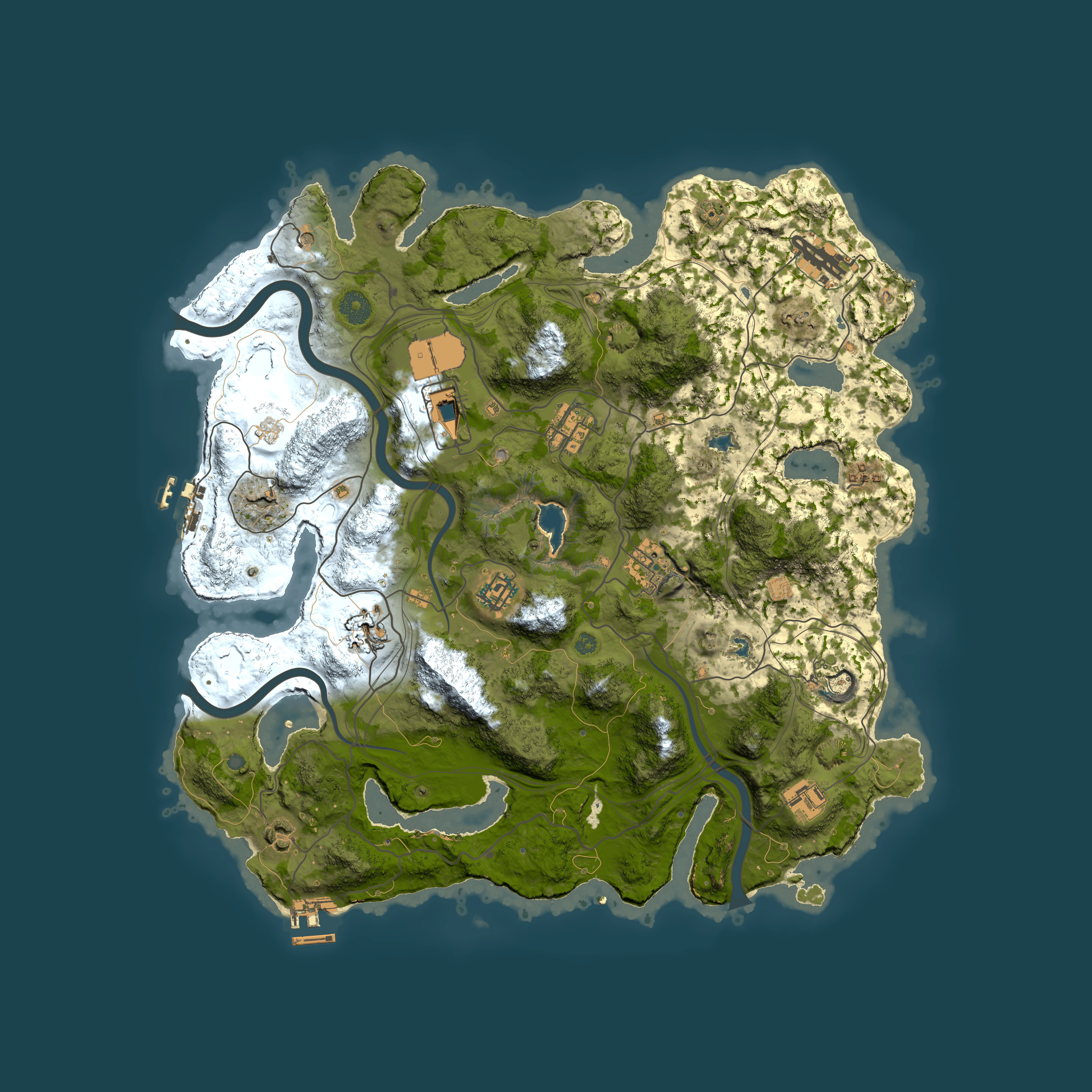Full top-down render of Rust map seed 1337, 4000x4000m