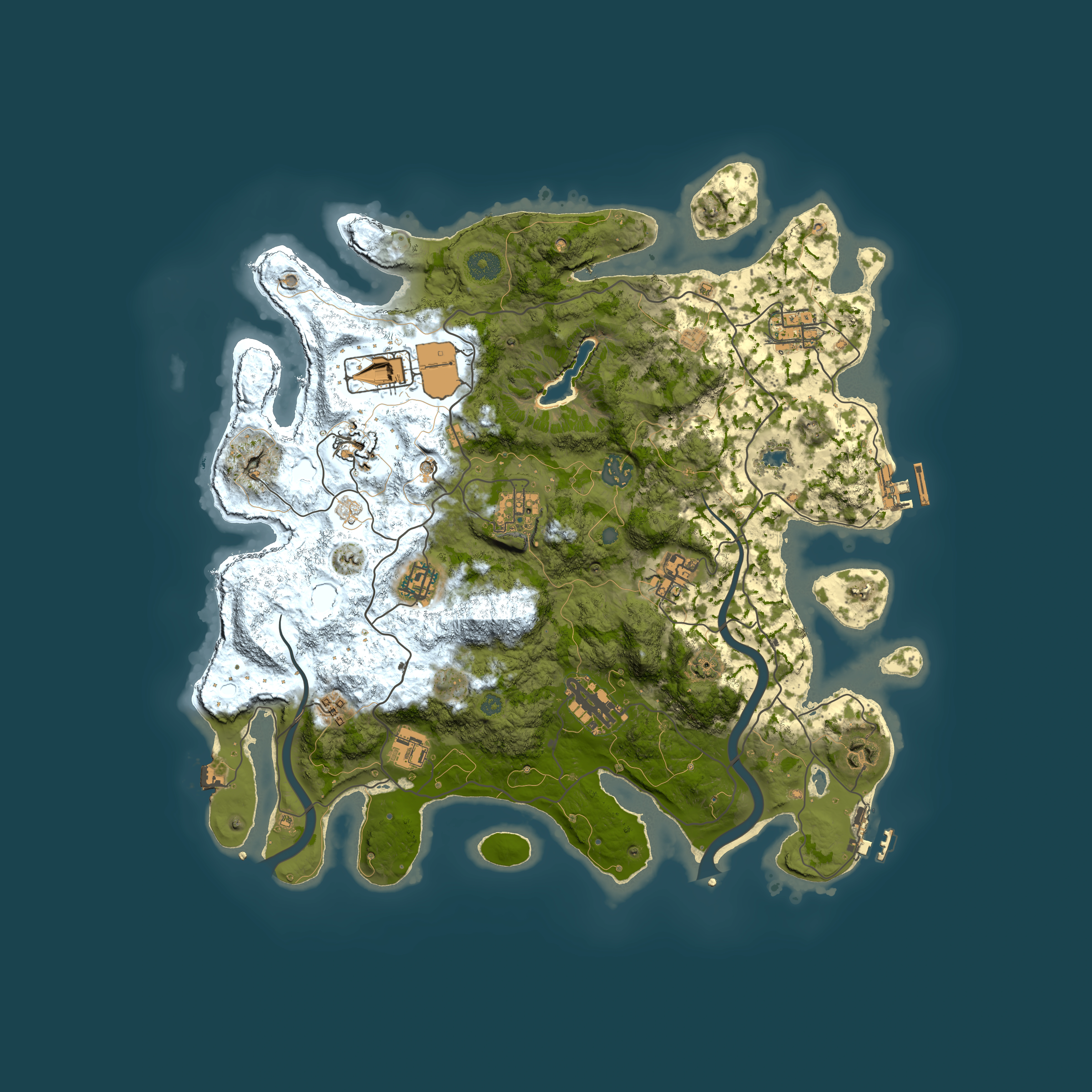 Full top-down render of Rust map seed 1073184941, 4000x4000m