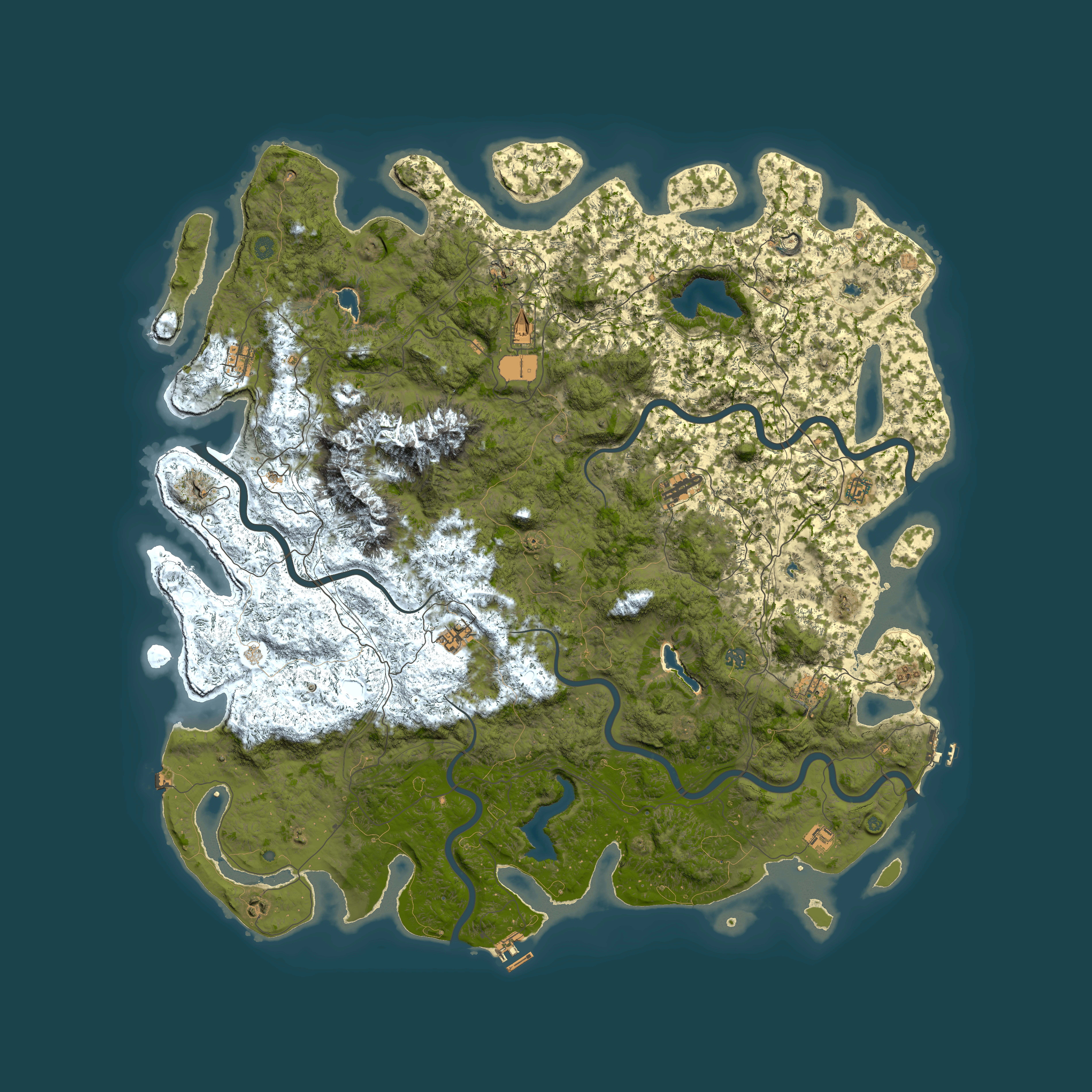 Full top-down render of Rust map seed 1651218121, 6000x6000m