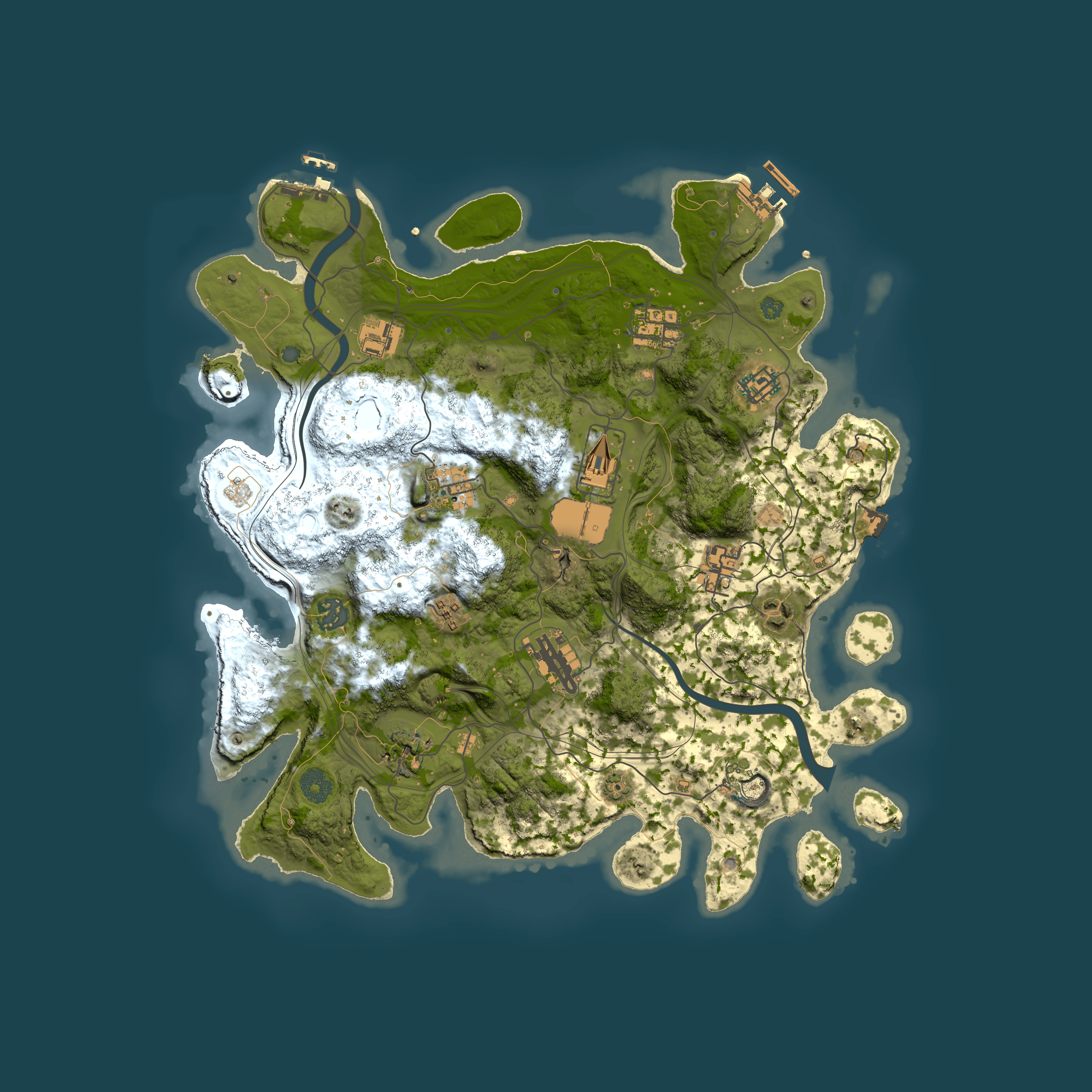 Full top-down render of Rust map seed 1337, 3800x3800m