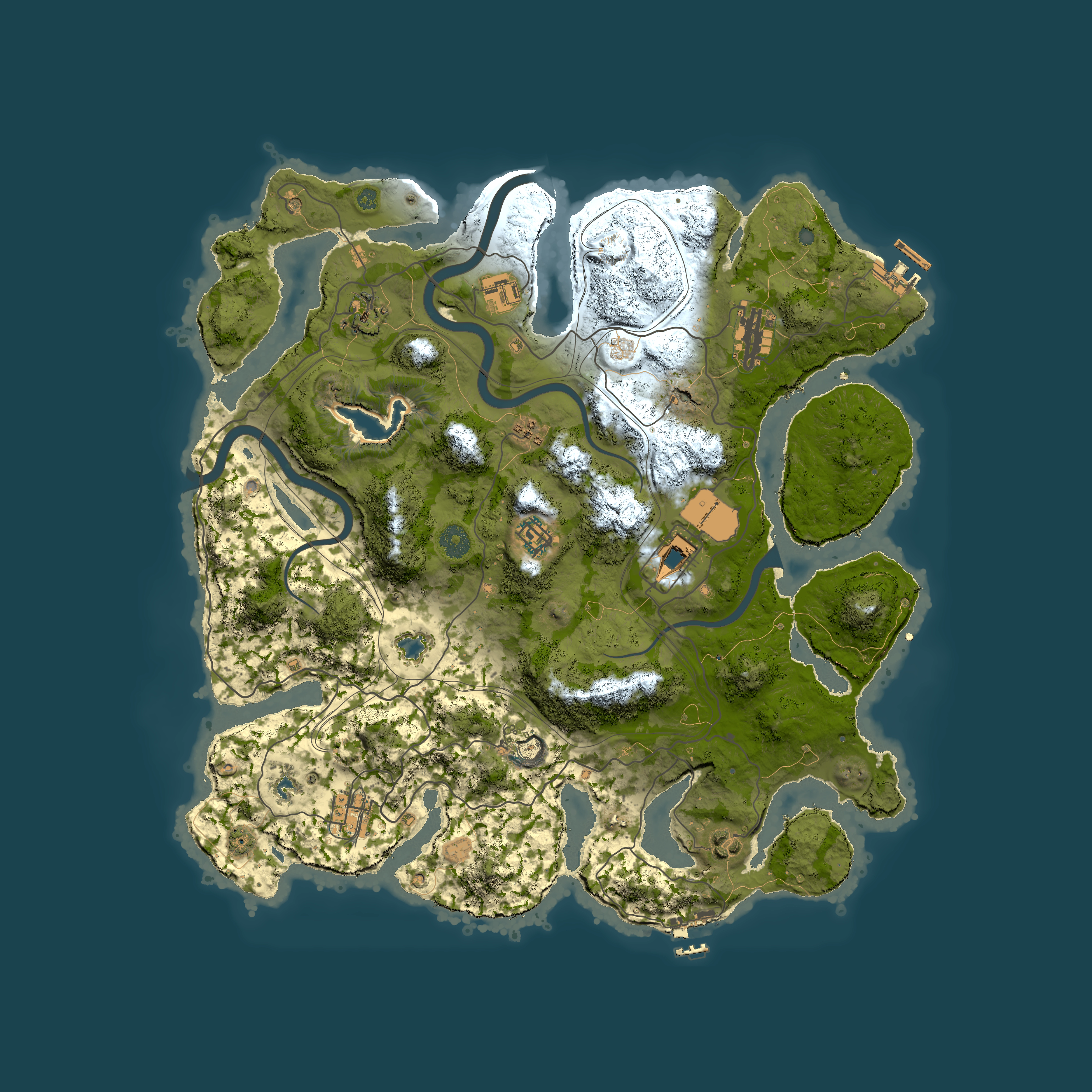 Full top-down render of Rust map seed 1337, 4000x4000m