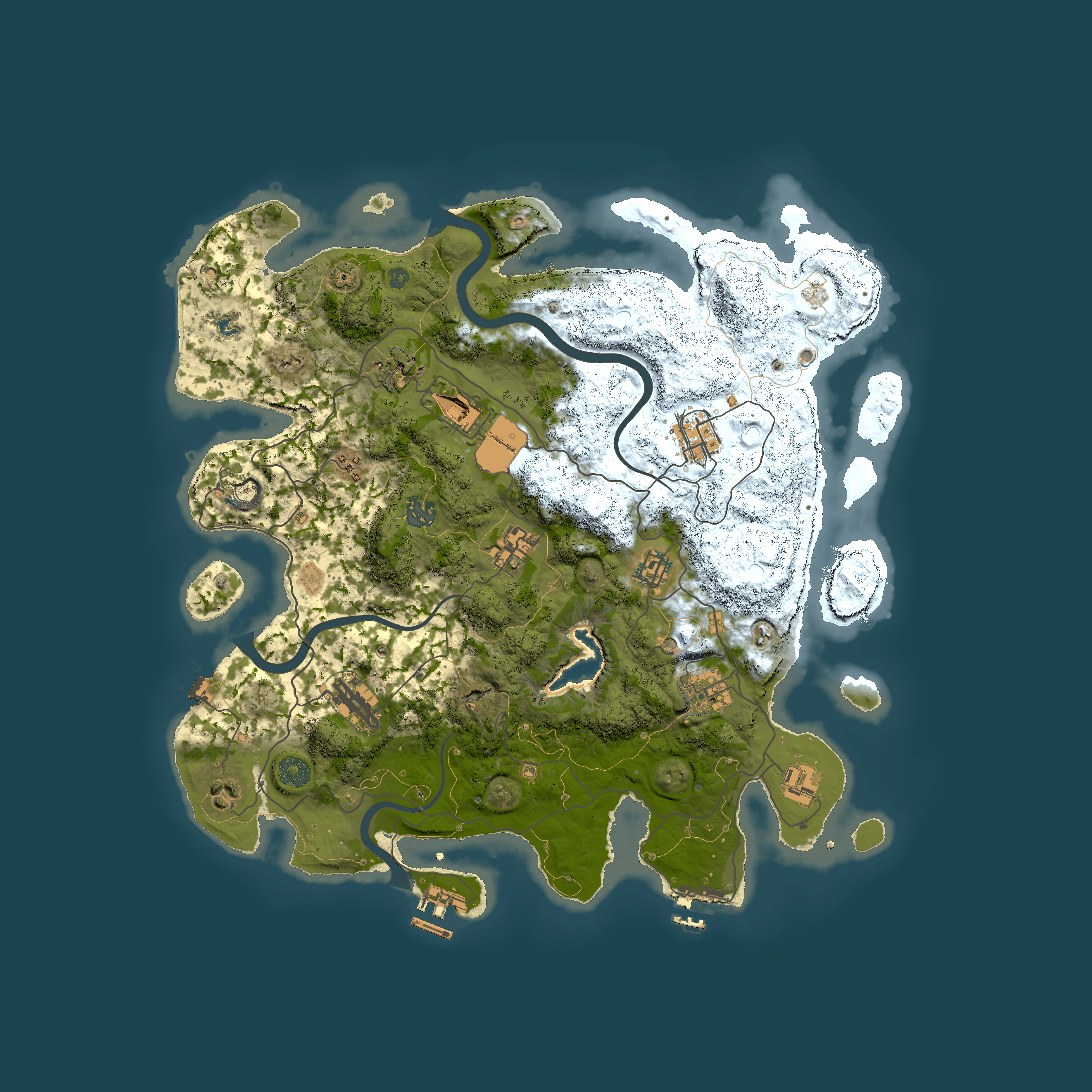 Full top-down render of Rust map seed 1414162927, 4000x4000m