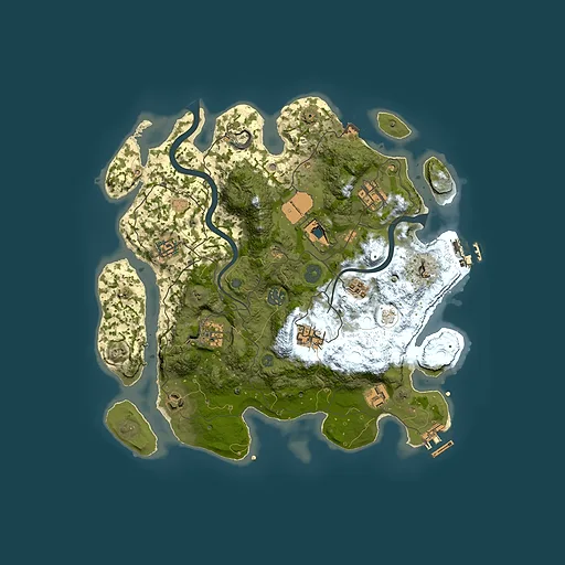 Rust map seed 734155307, 3500x3500m top-down preview