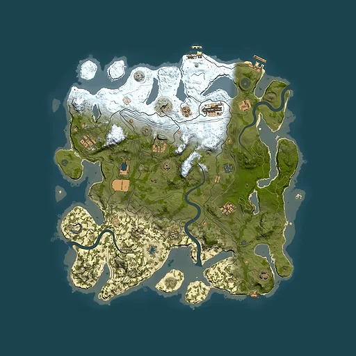 Rust map seed 1, 4200x4200m top-down preview