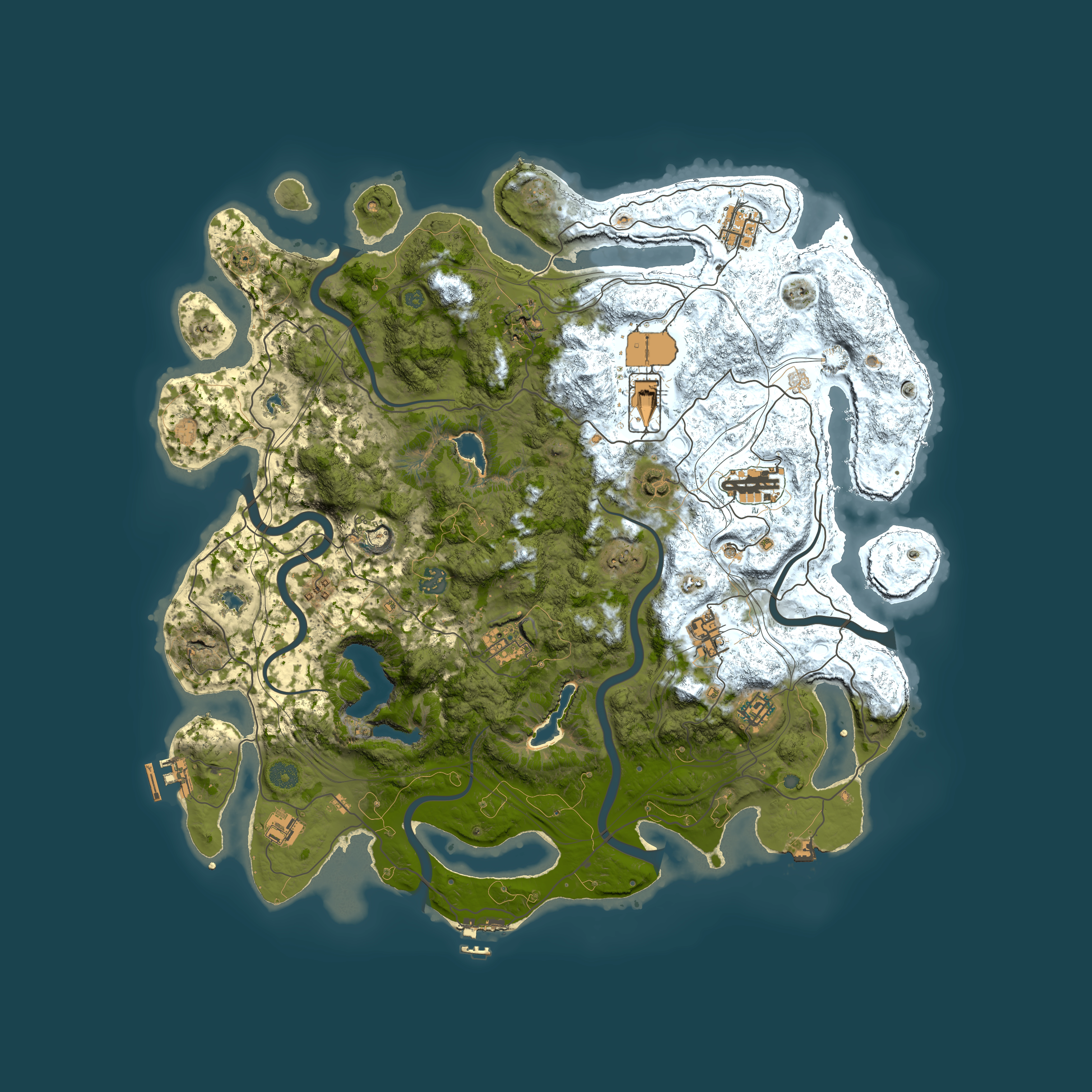 Full top-down render of Rust map seed 93445742, 4500x4500m