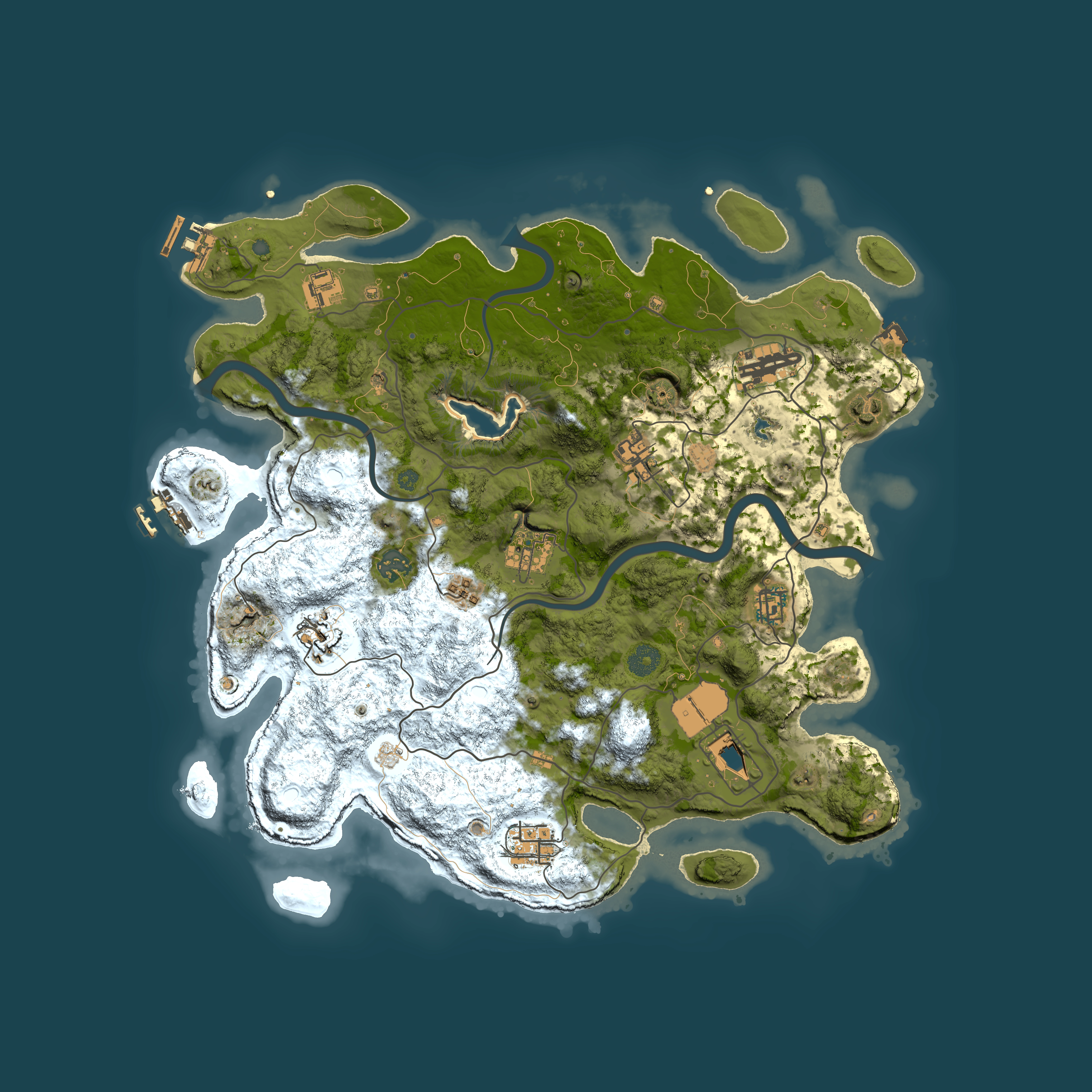 Full top-down render of Rust map seed 2141058116, 4000x4000m