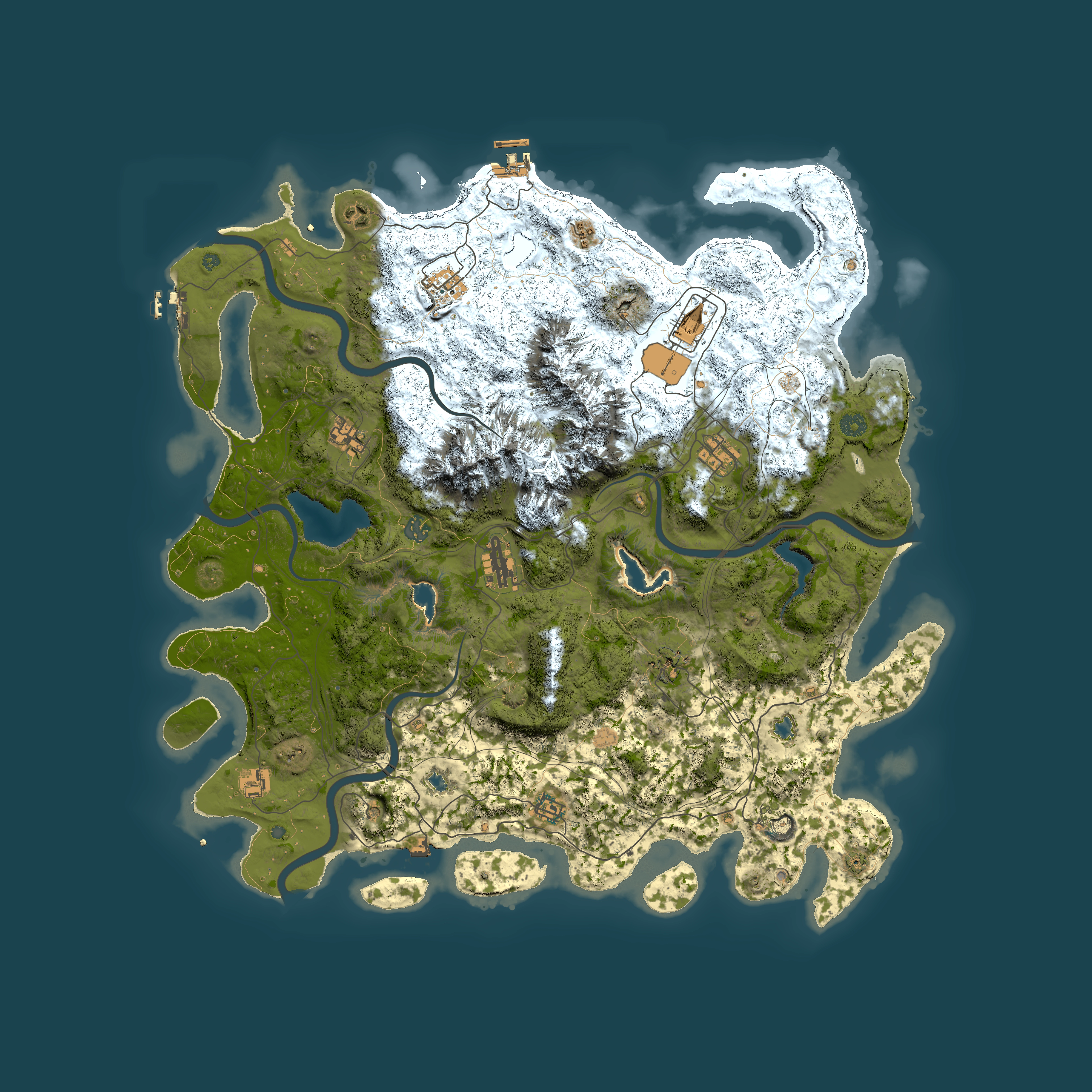 Full top-down render of Rust map seed 211000157, 5000x5000m