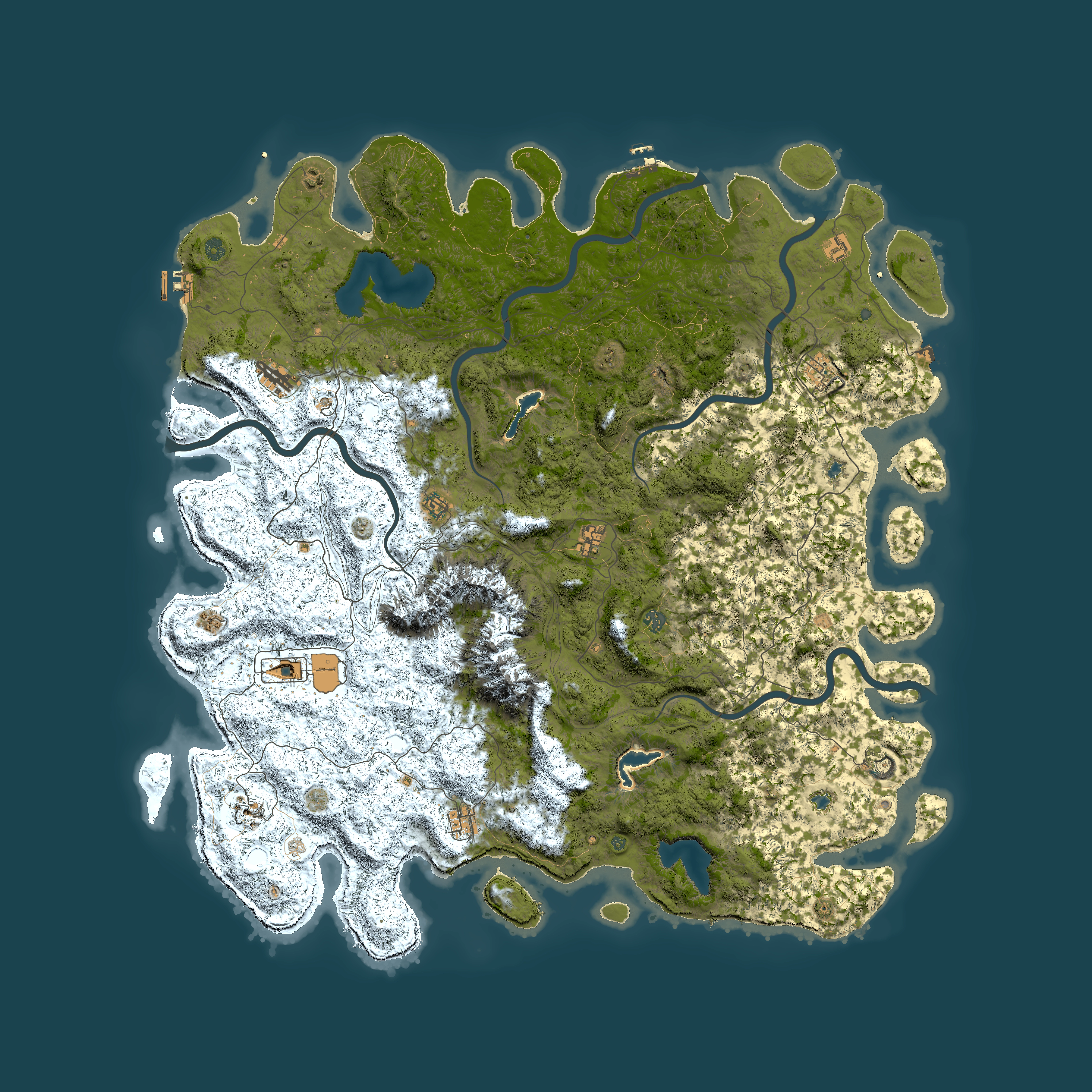 Full top-down render of Rust map seed 1360397257, 6000x6000m