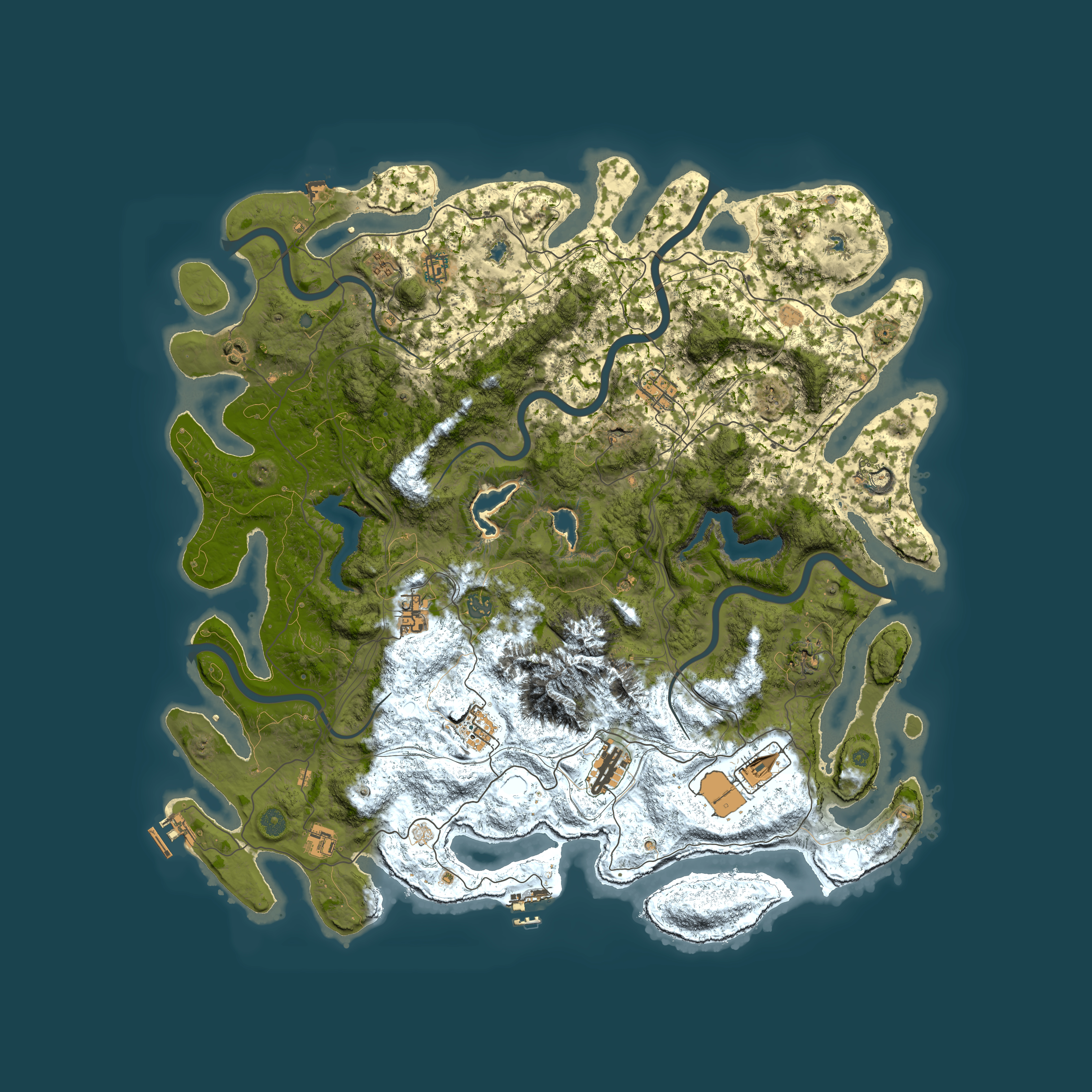 Full top-down render of Rust map seed 199895330, 5000x5000m