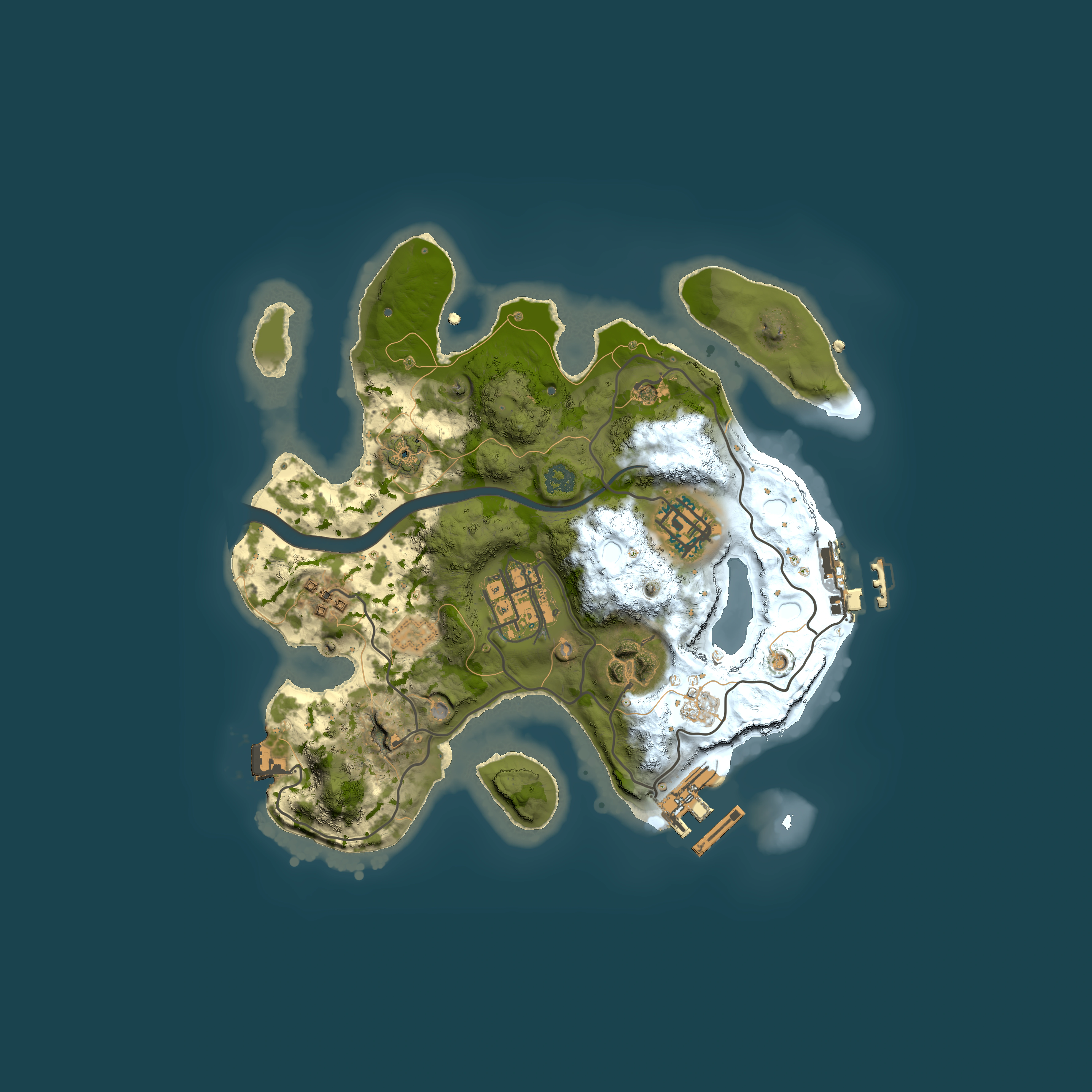 Full top-down render of Rust map seed 1889868061, 2500x2500m