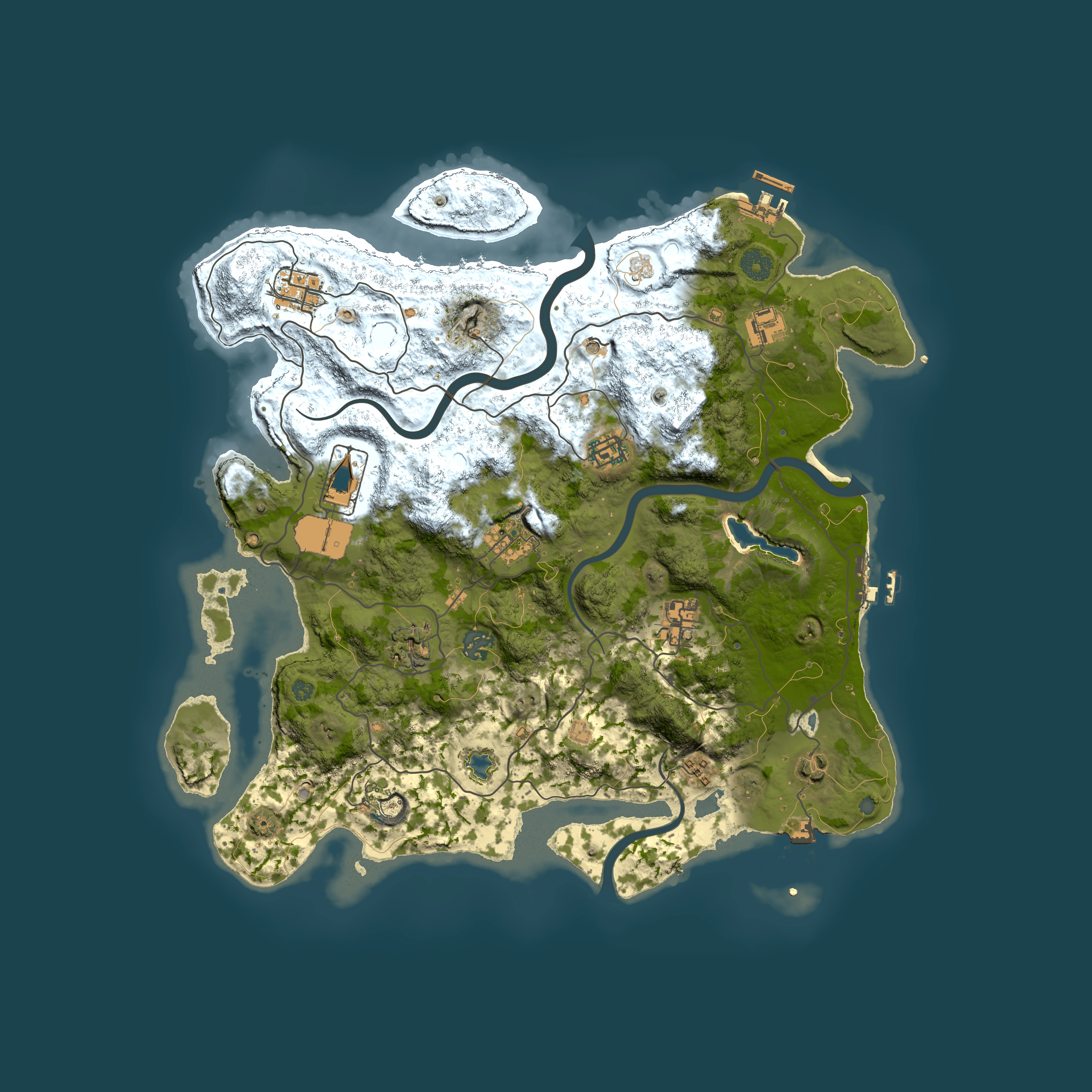 Full top-down render of Rust map seed 2024891192, 4000x4000m