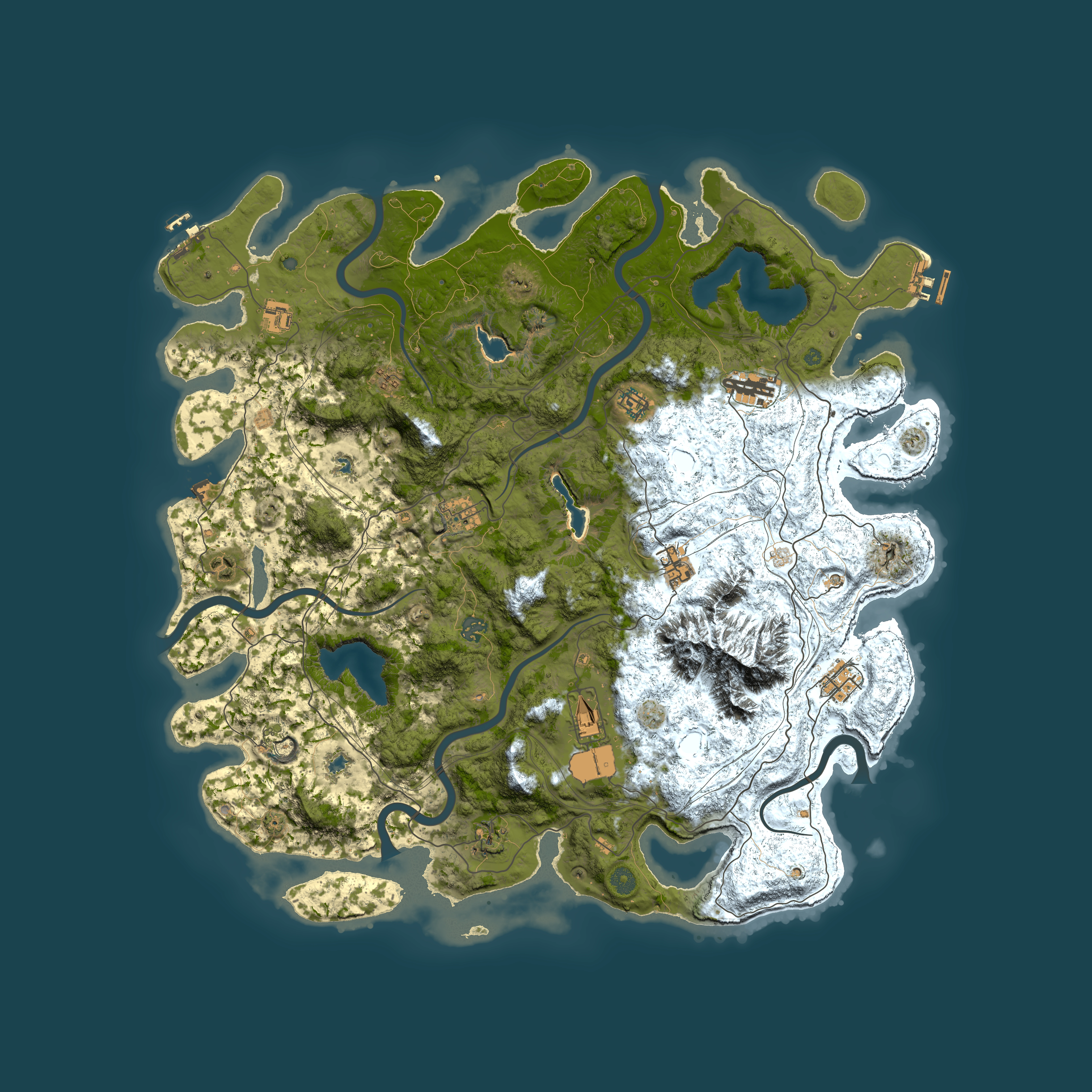 Full top-down render of Rust map seed 7307932, 5000x5000m