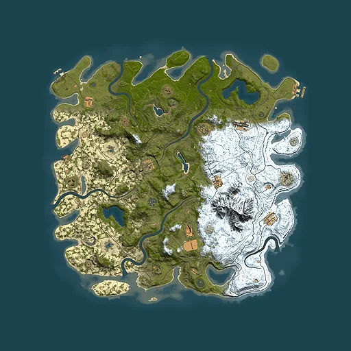 Rust map seed 7307932, 5000x5000m top-down preview