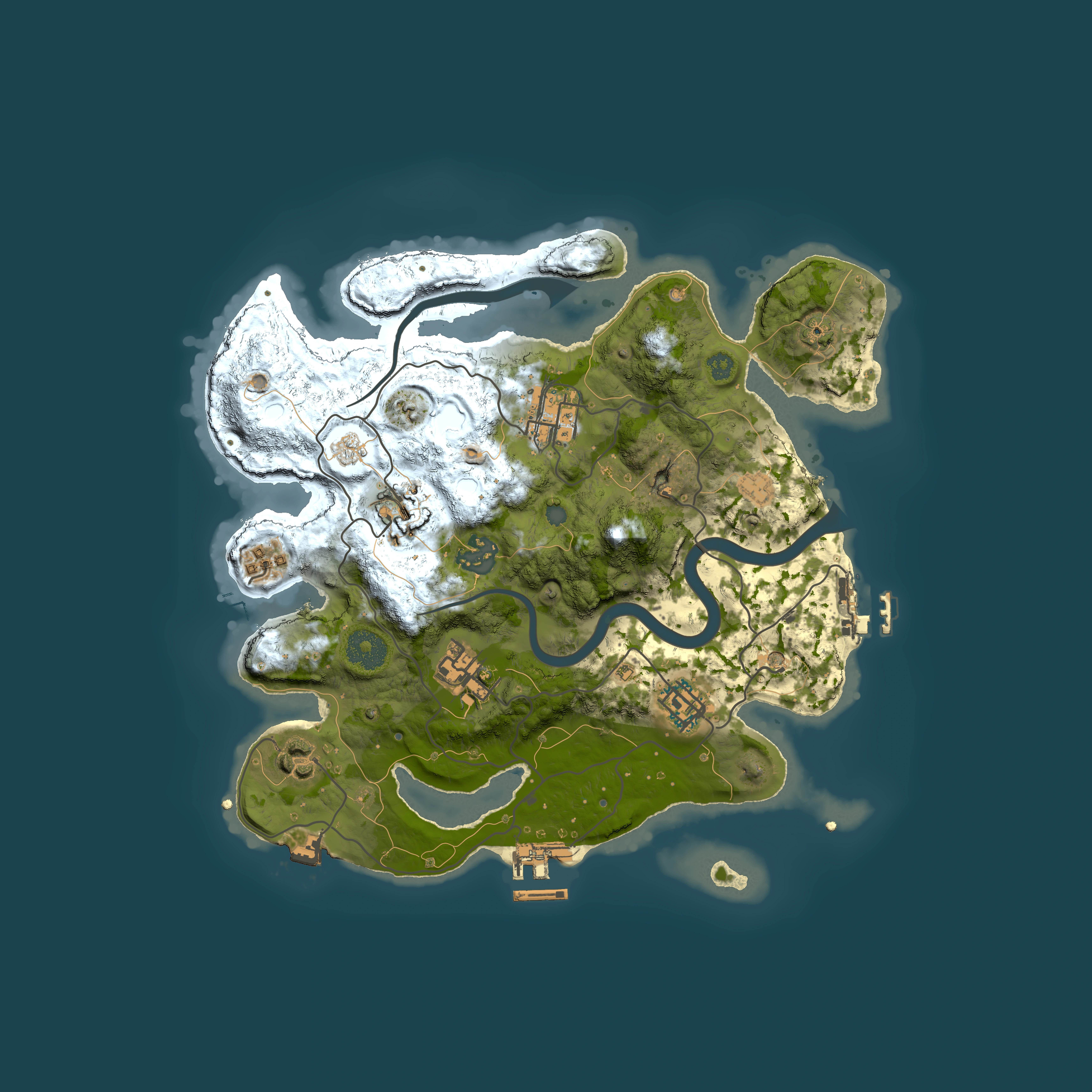 Full top-down render of Rust map seed 182778284, 3000x3000m