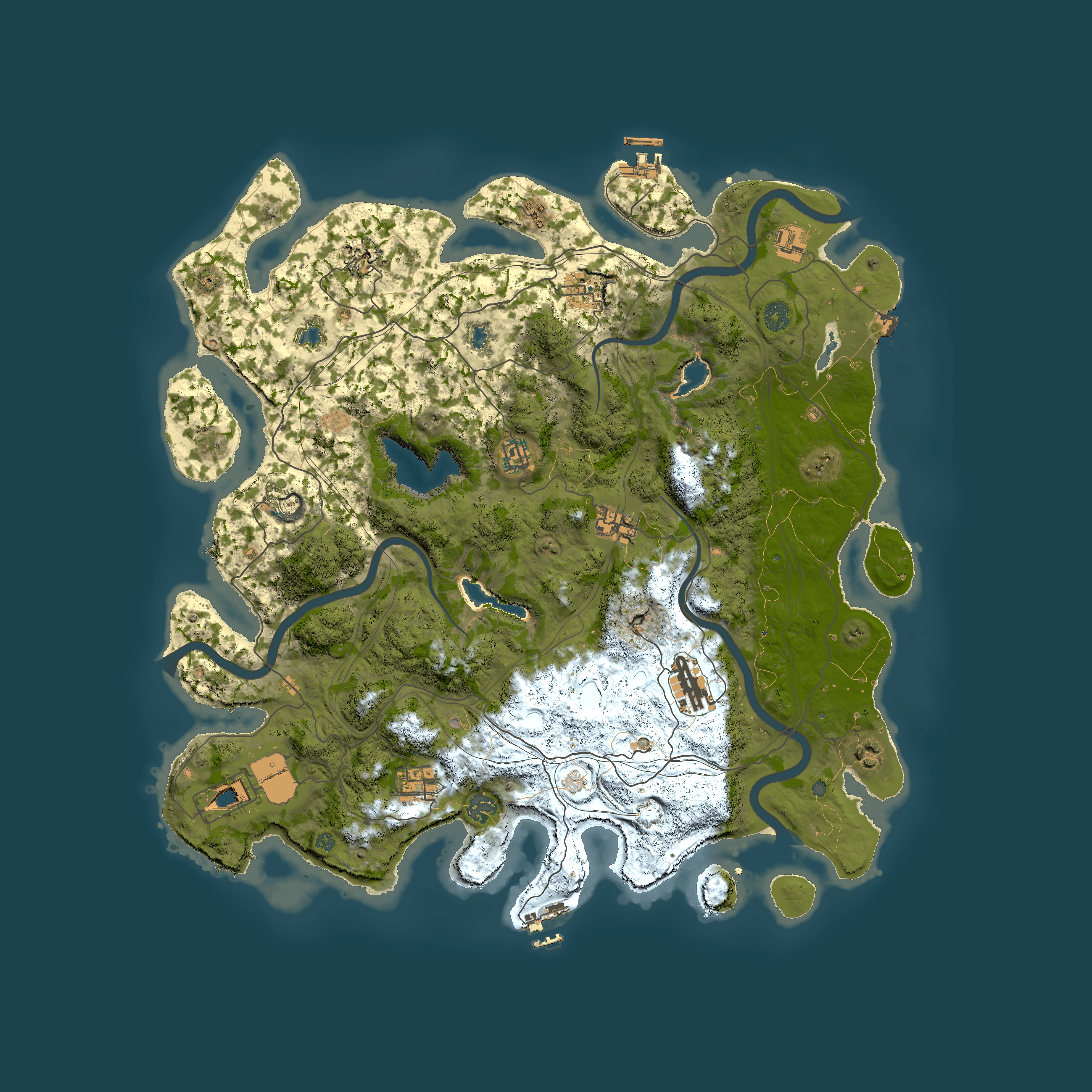 Full top-down render of Rust map seed 2122966460, 4500x4500m