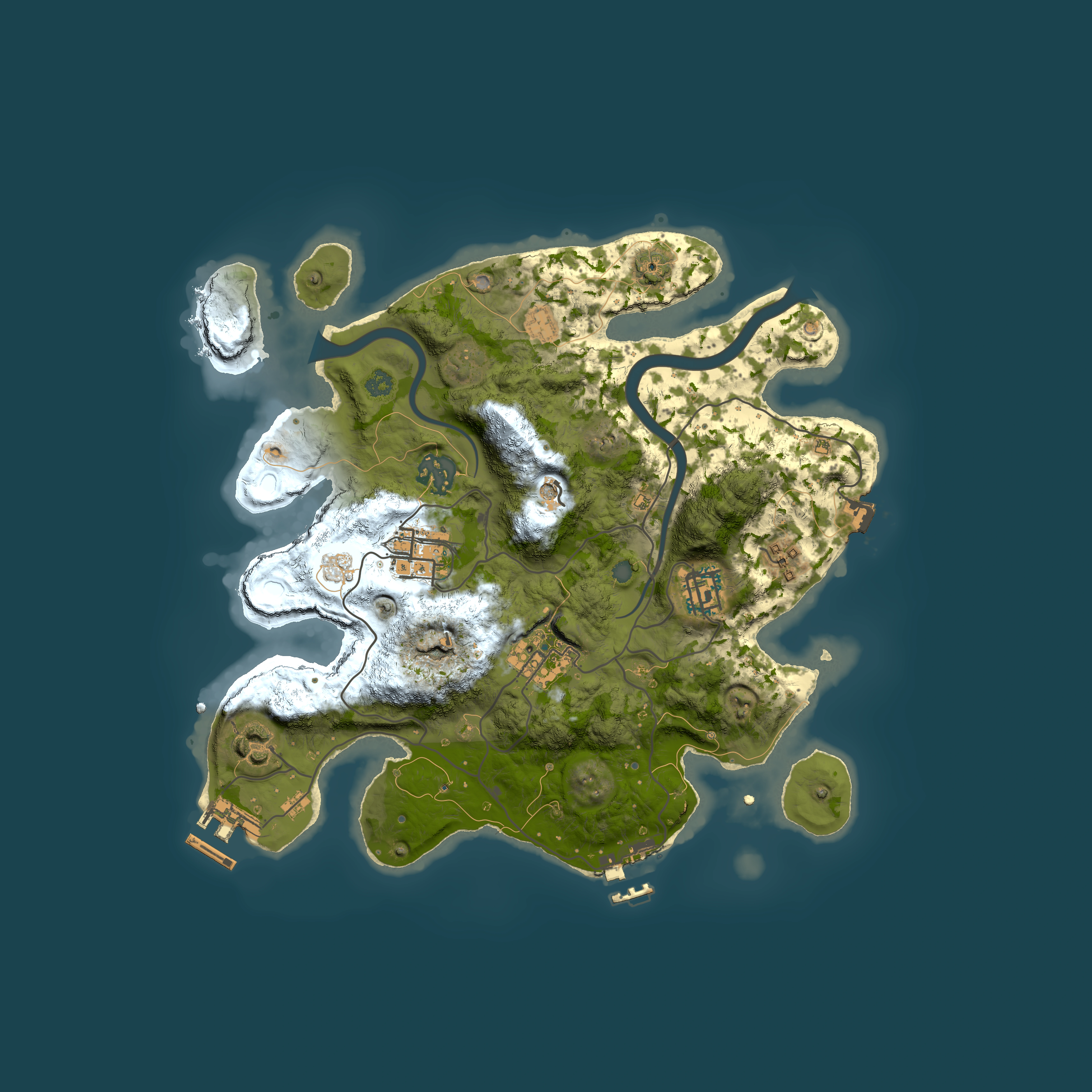 Full top-down render of Rust map seed 905500074, 3000x3000m