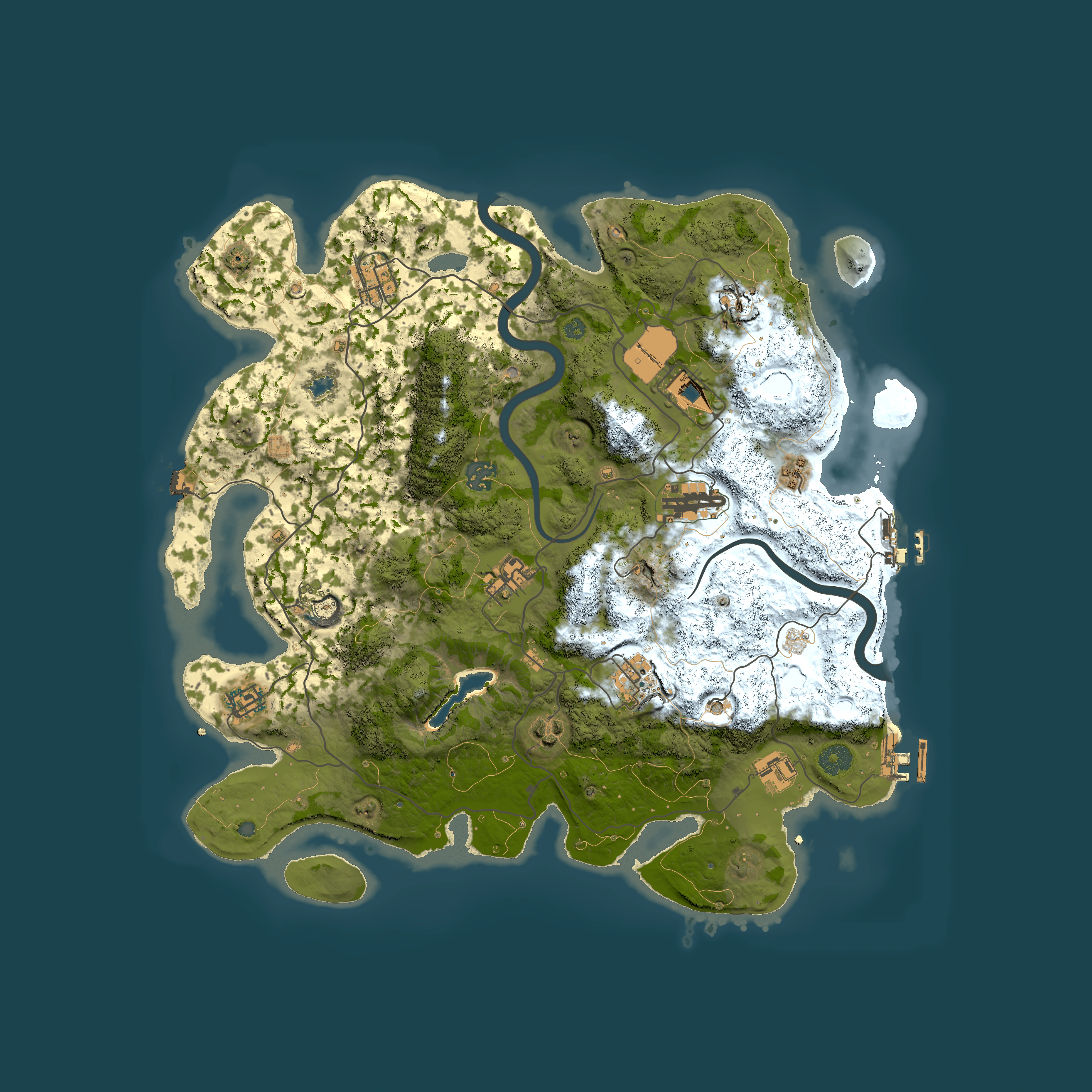 Full top-down render of Rust map seed 1304071821, 4000x4000m