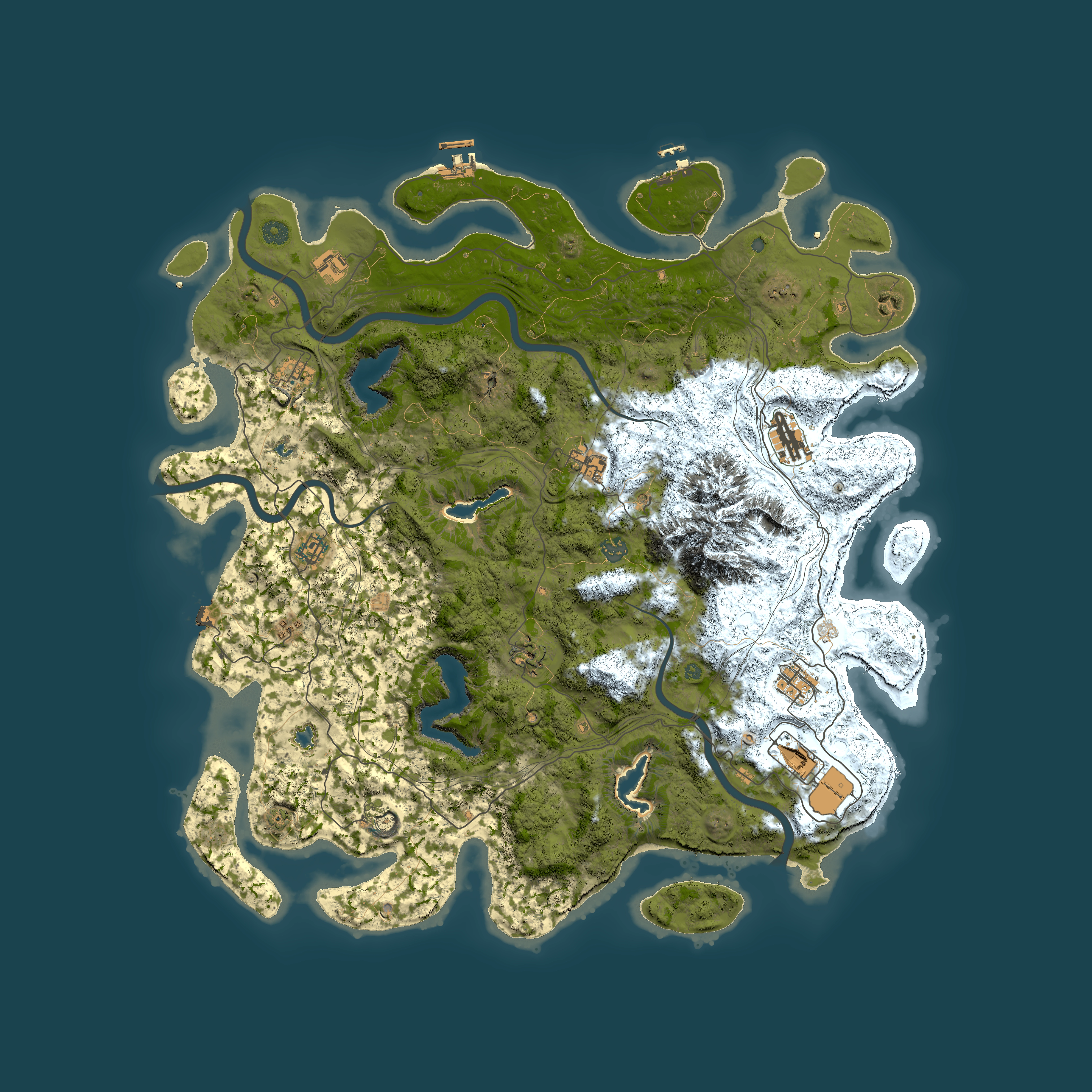 Full top-down render of Rust map seed 716070974, 5000x5000m