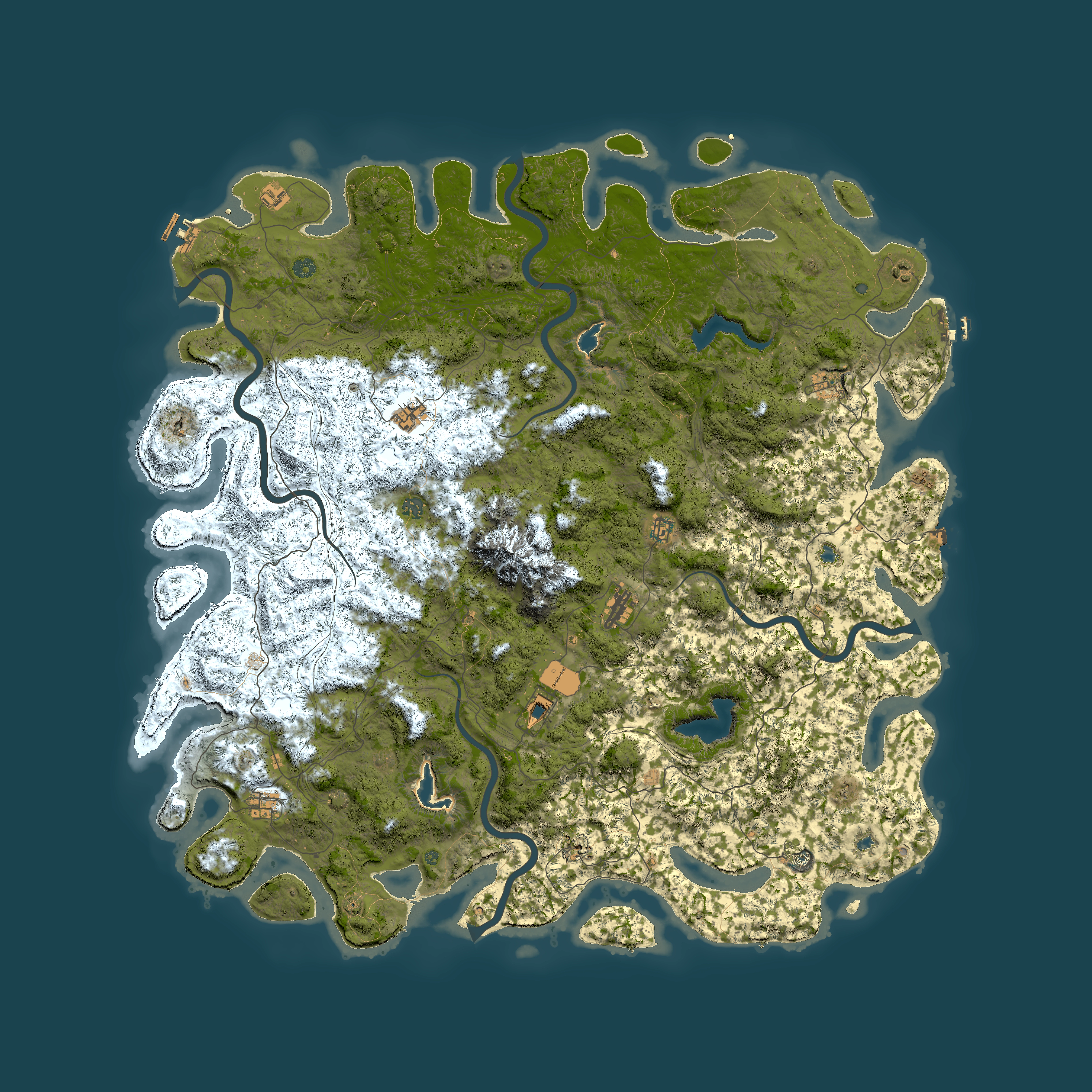Full top-down render of Rust map seed 1463811149, 6000x6000m