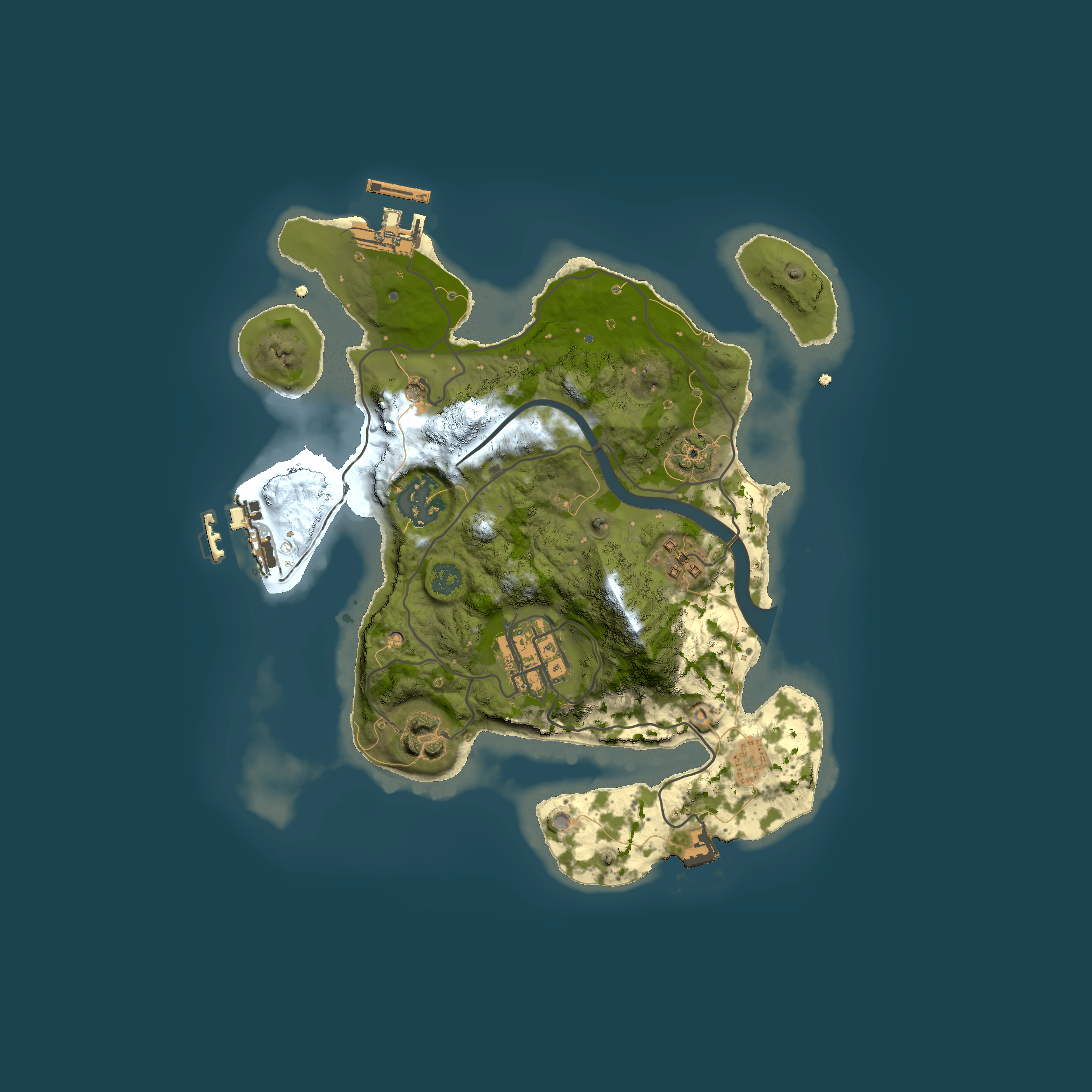 Full top-down render of Rust map seed 1051051093, 2500x2500m