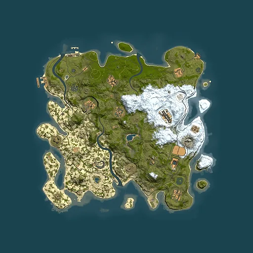 Rust map seed 1266761734, 4000x4000m top-down preview