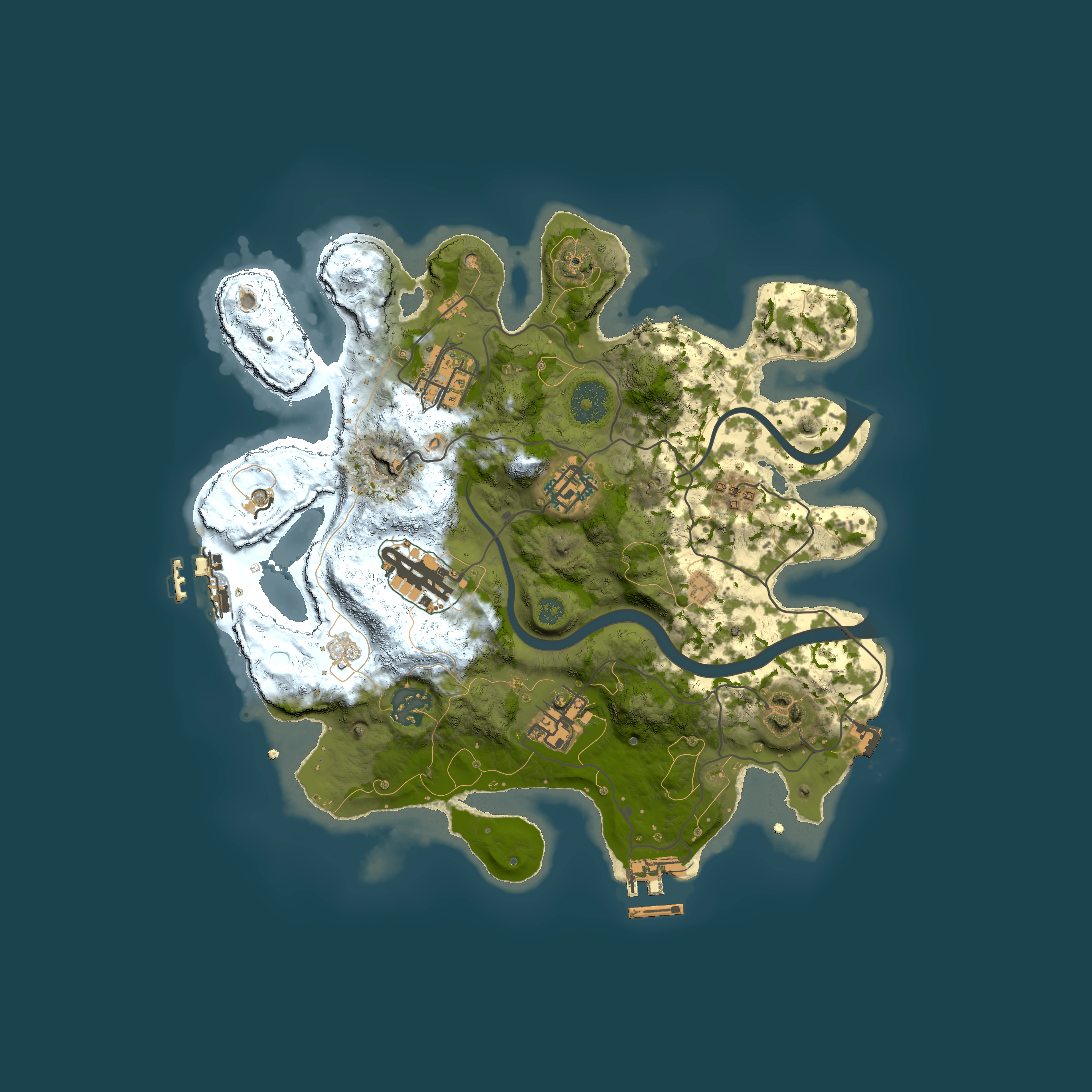 Full top-down render of Rust map seed 1967648756, 3000x3000m