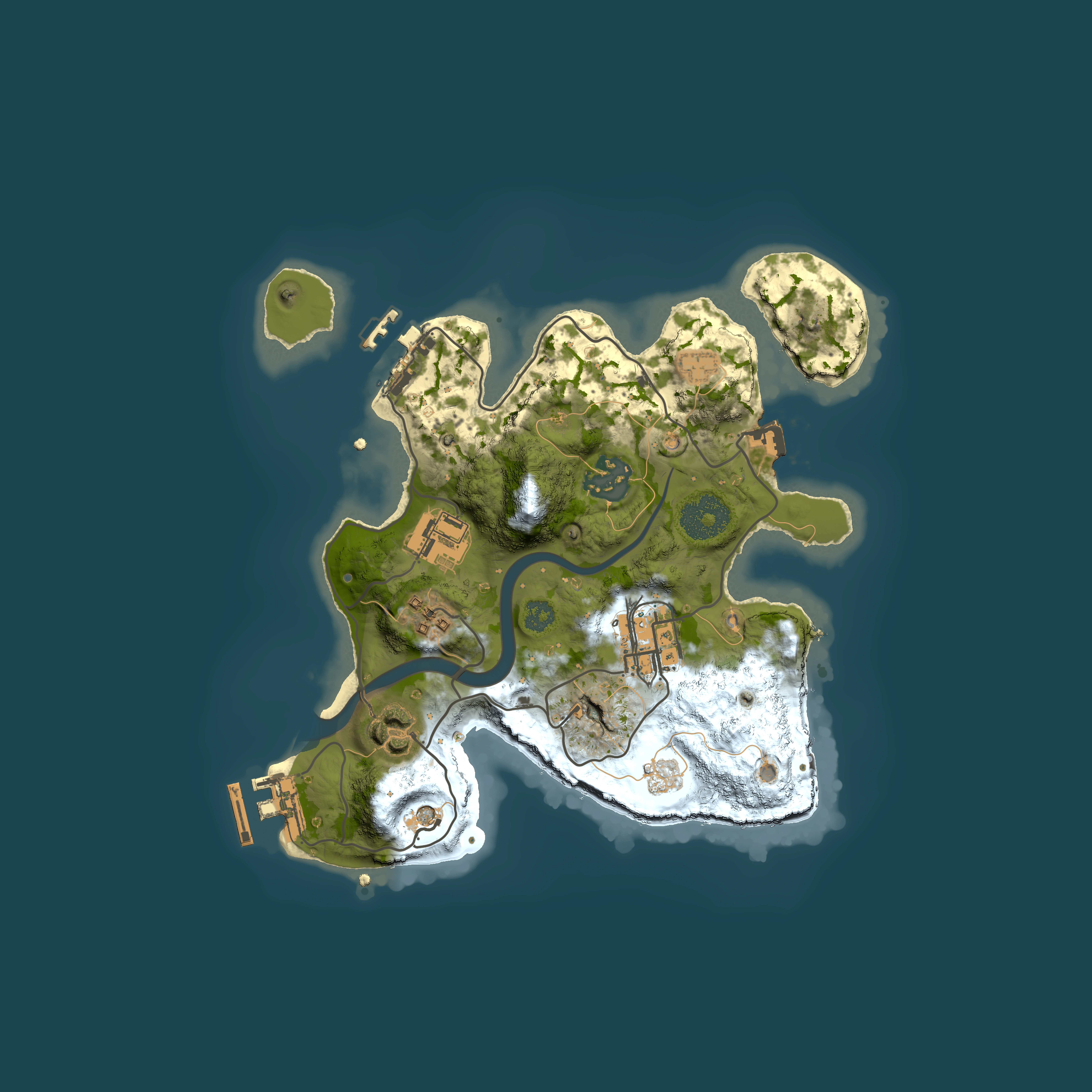 Full top-down render of Rust map seed 1196190799, 2500x2500m
