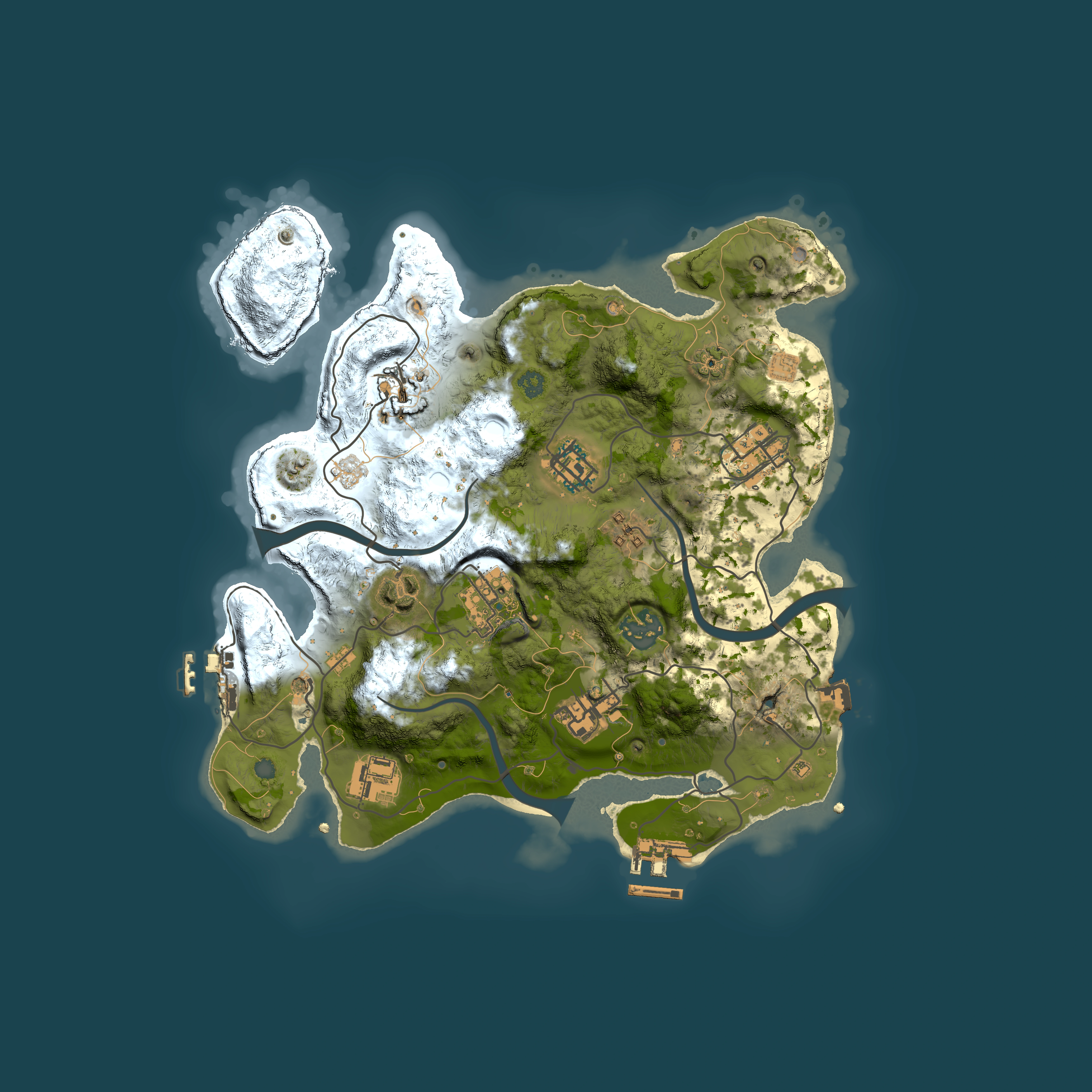 Full top-down render of Rust map seed 1966368987, 3000x3000m