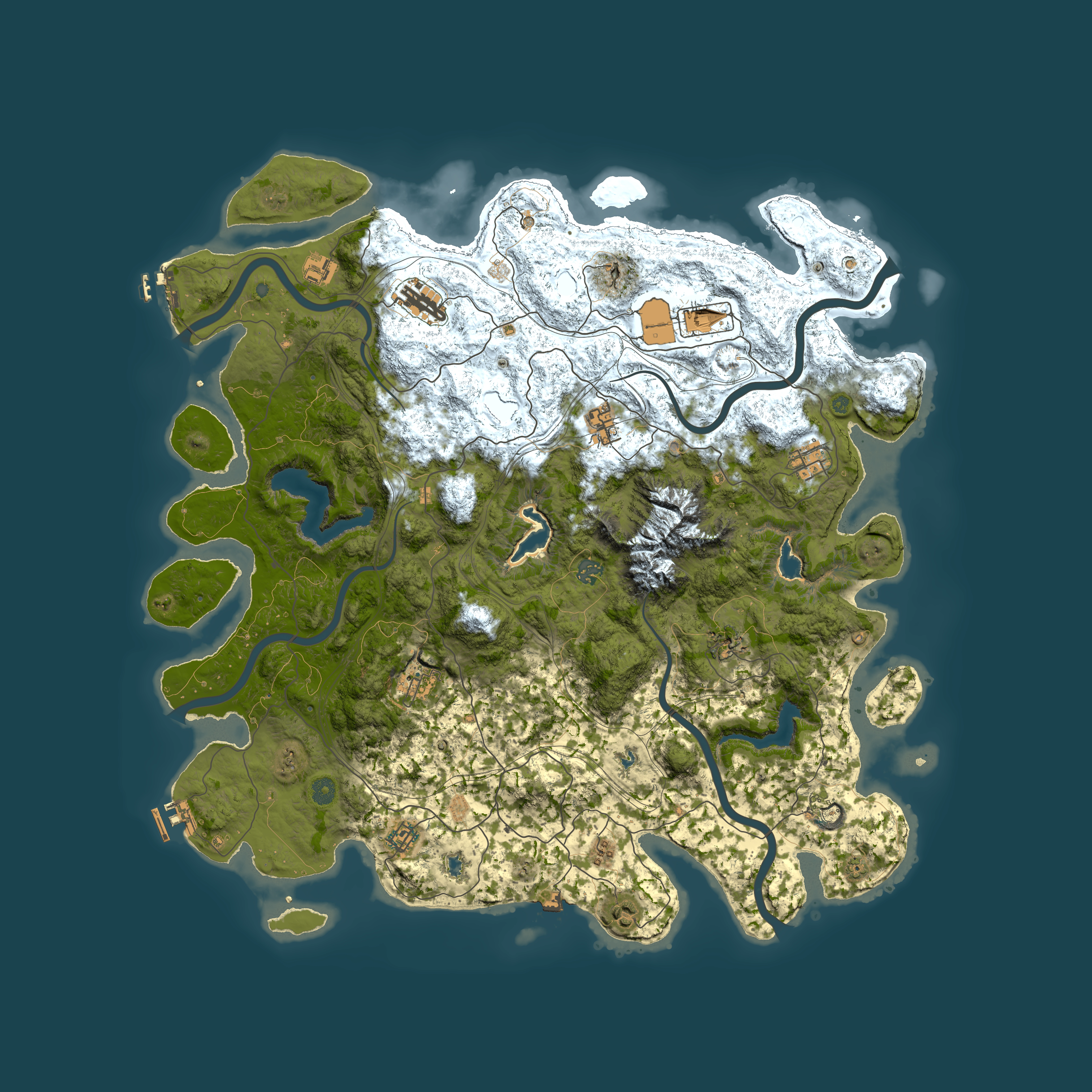 Full top-down render of Rust map seed 176726288, 5000x5000m