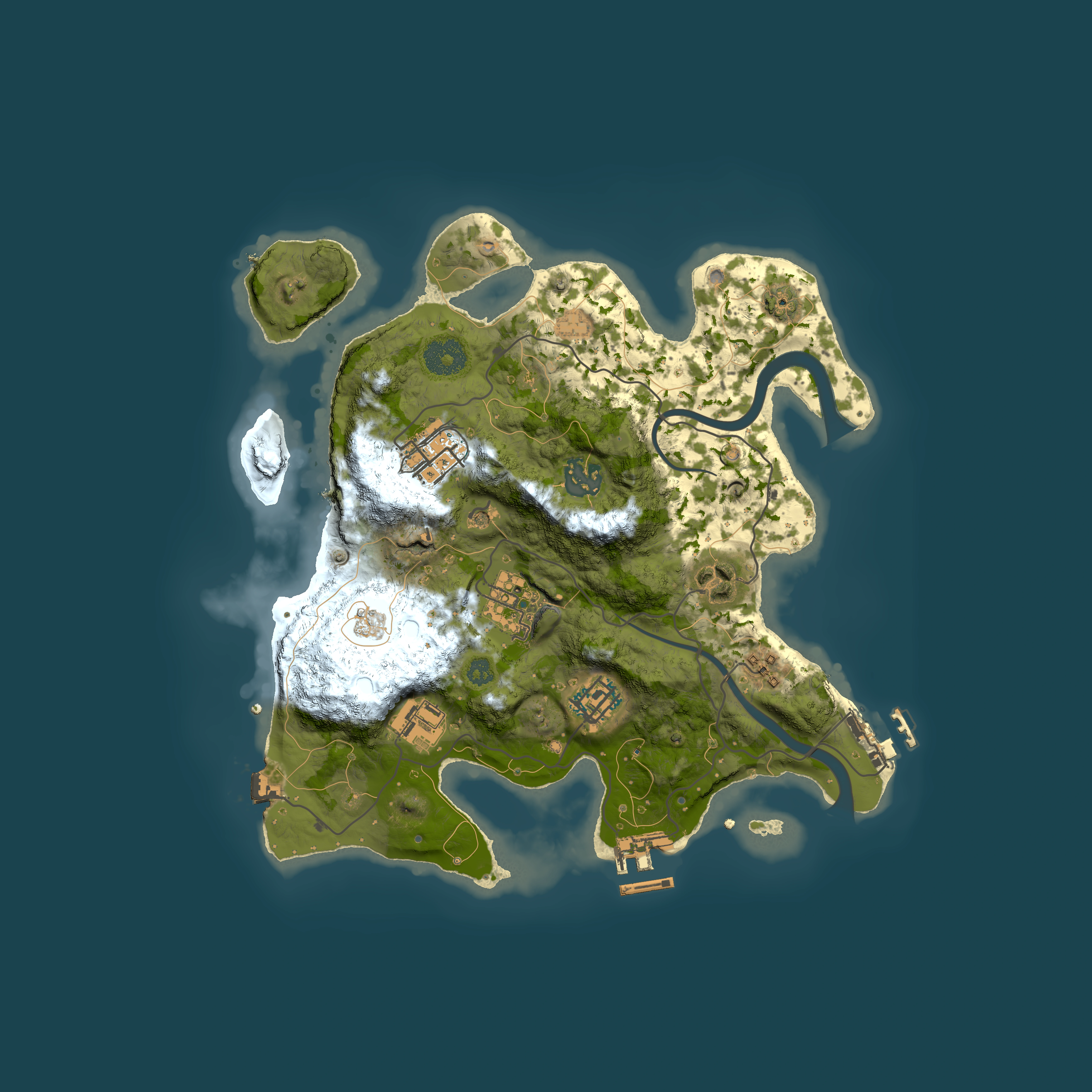 Full top-down render of Rust map seed 1673335016, 3000x3000m