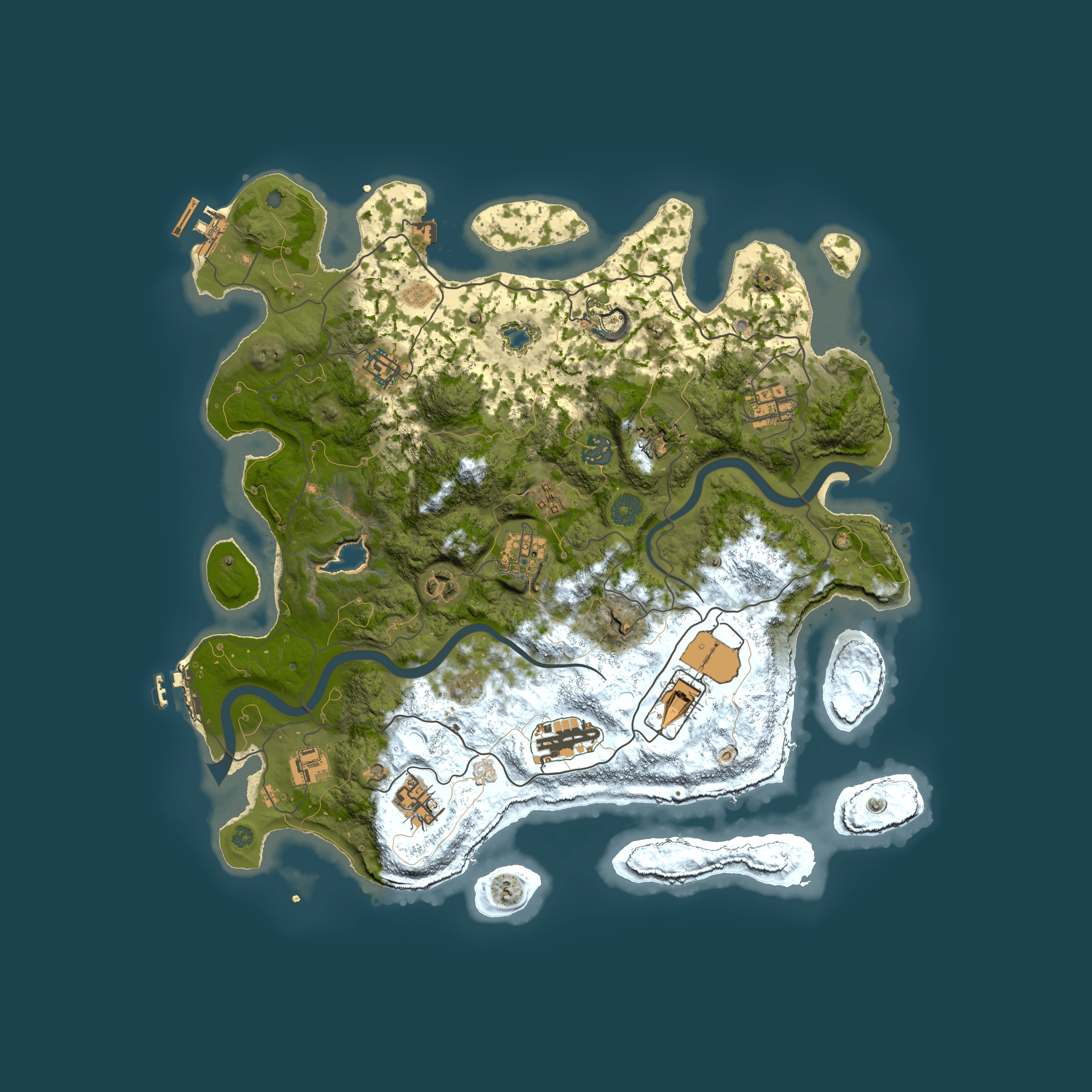 Full top-down render of Rust map seed 1418954828, 4000x4000m