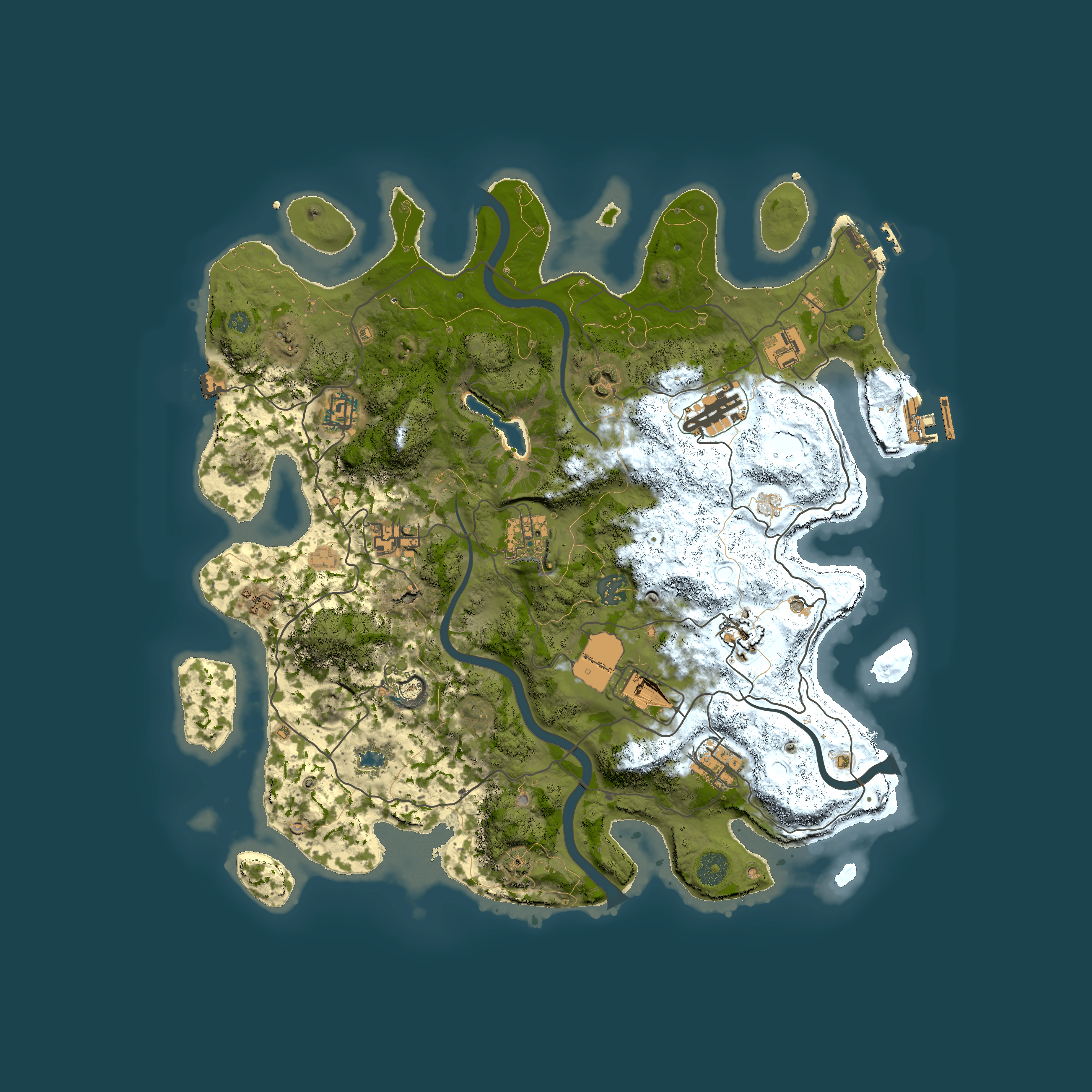 Full top-down render of Rust map seed 63927659, 4000x4000m