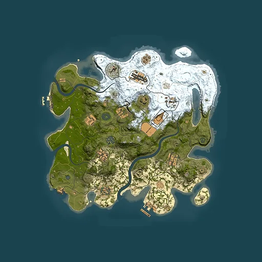Rust map seed 197000263, 3500x3500m top-down preview