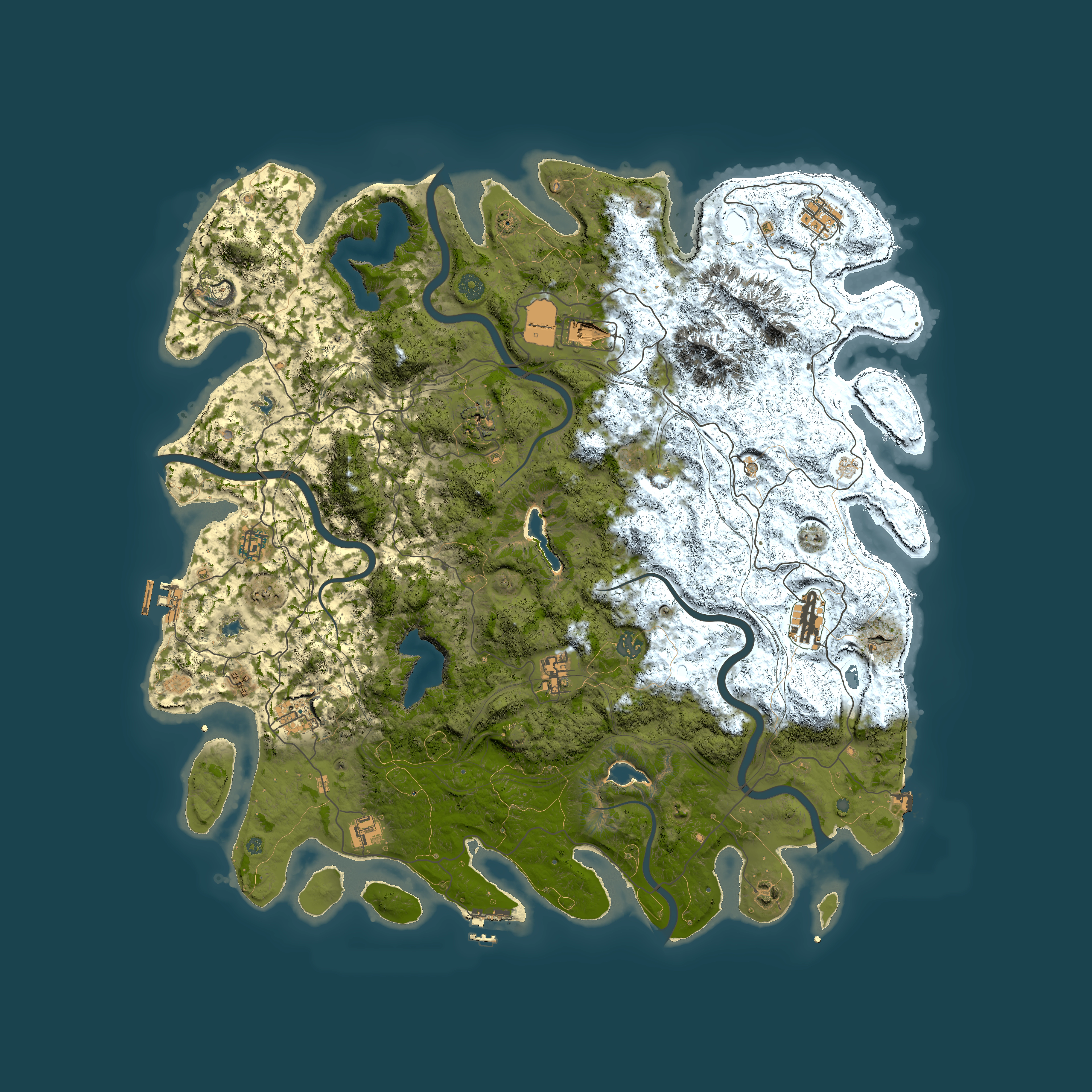 Full top-down render of Rust map seed 457196164, 5000x5000m