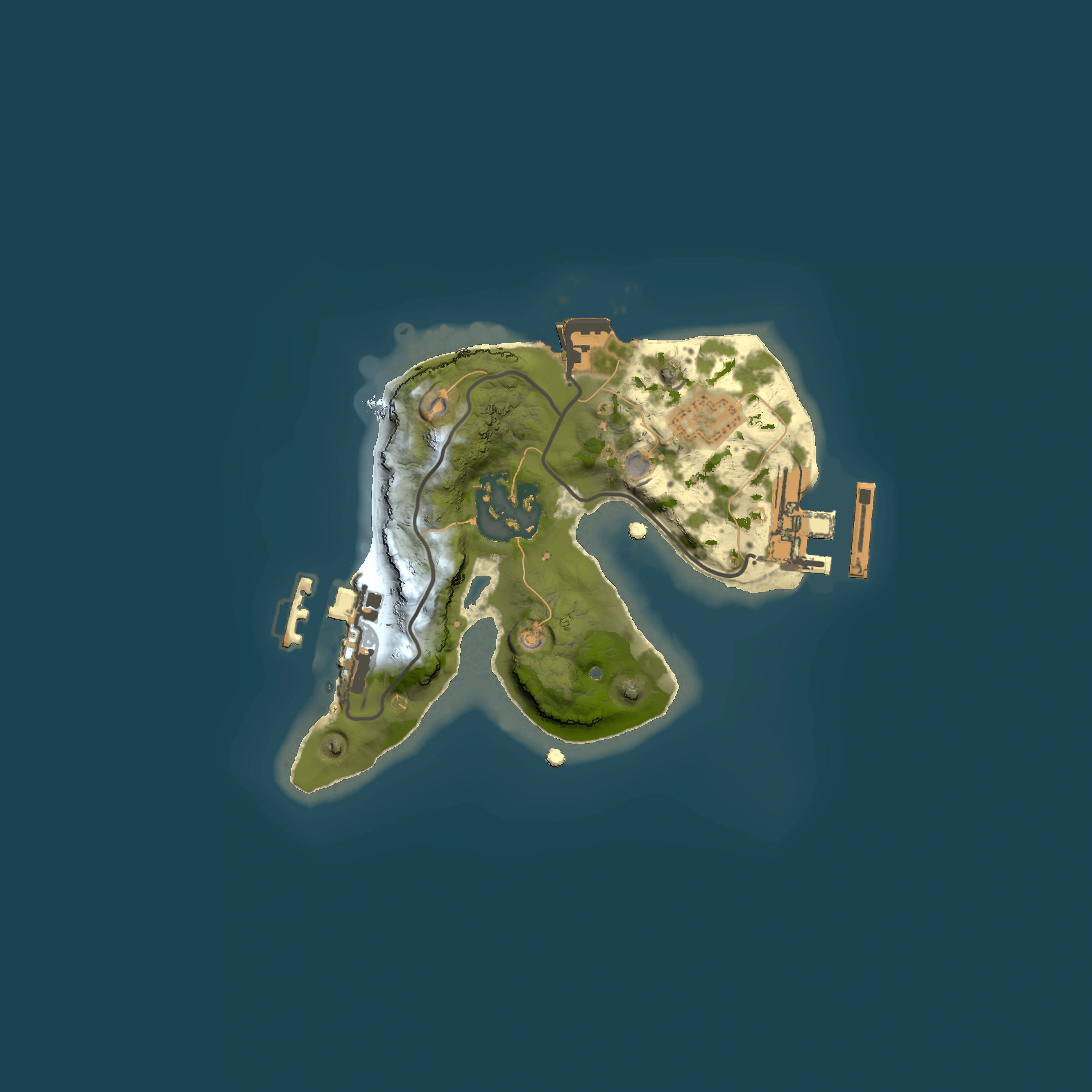 Full top-down render of Rust map seed 16232865, 1500x1500m
