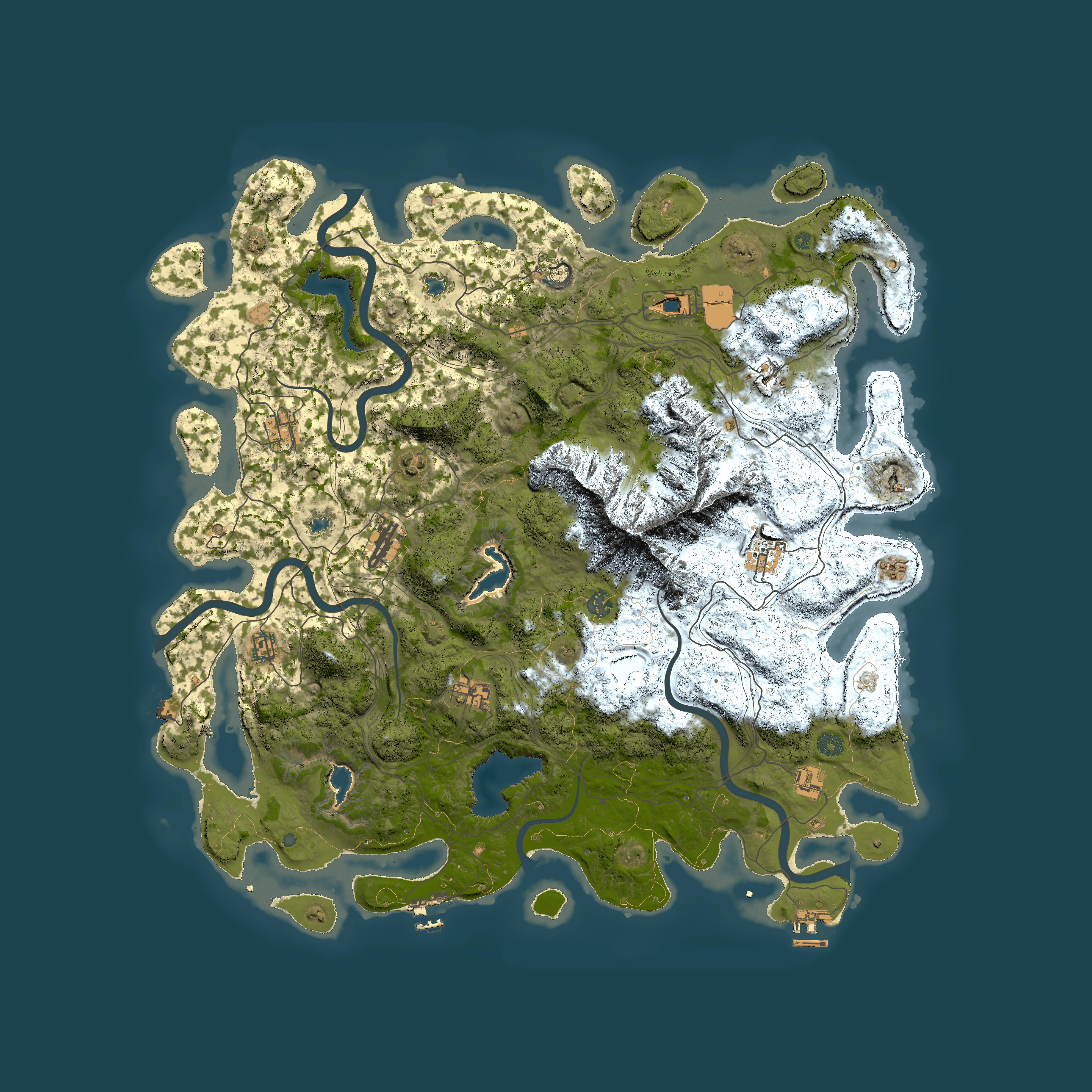 Full top-down render of Rust map seed 856068747, 5000x5000m