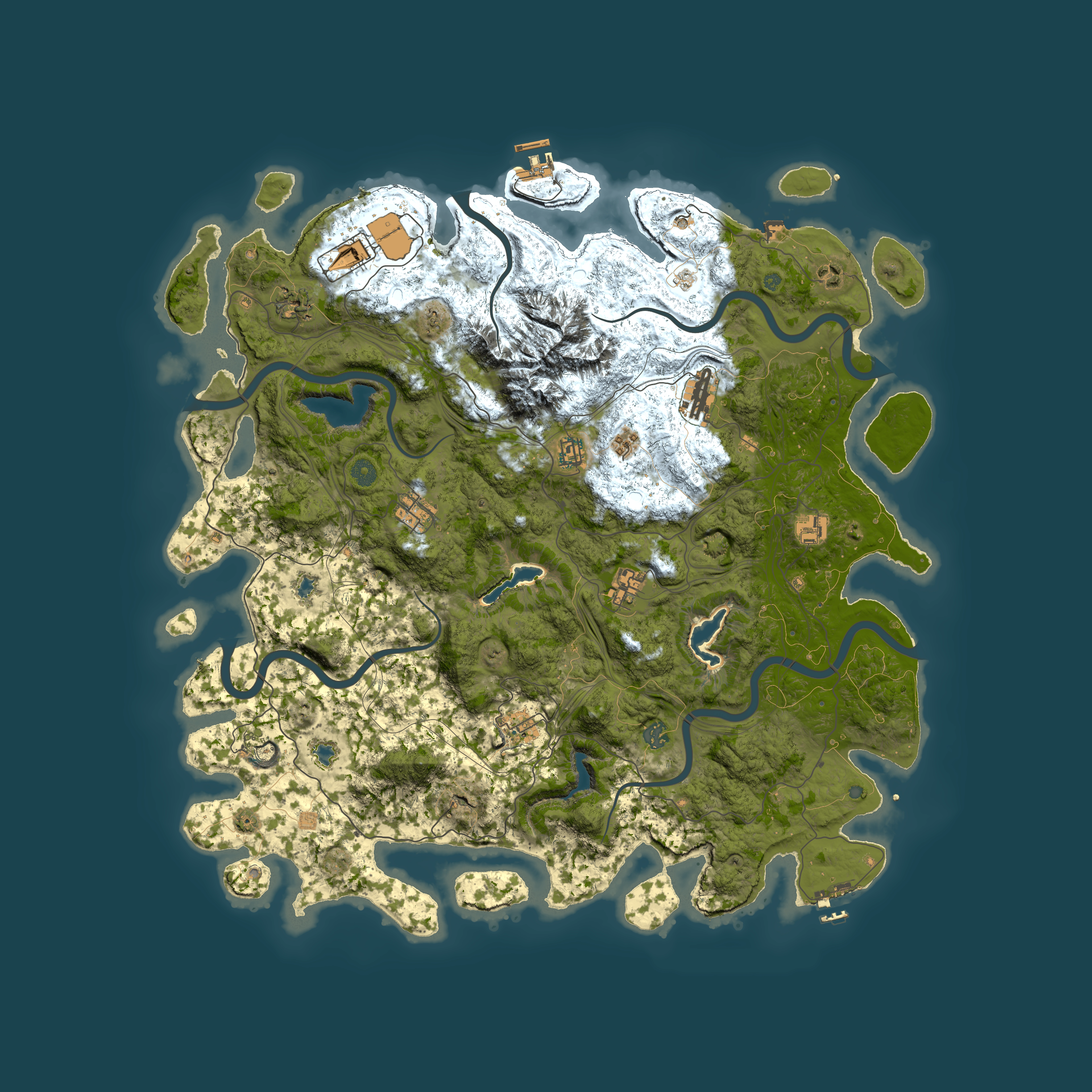 Full top-down render of Rust map seed 2073227611, 5000x5000m