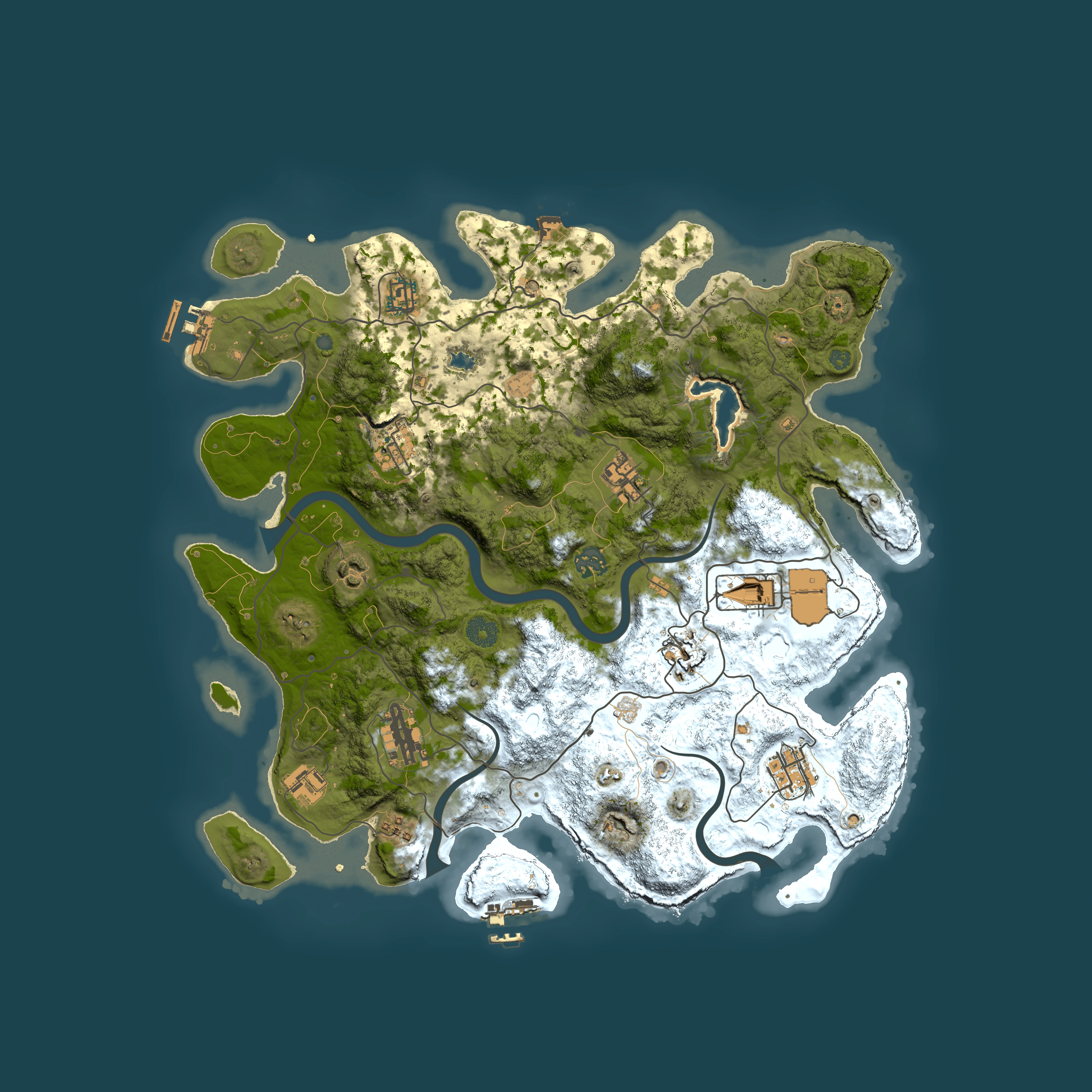 Full top-down render of Rust map seed 1191881949, 4000x4000m