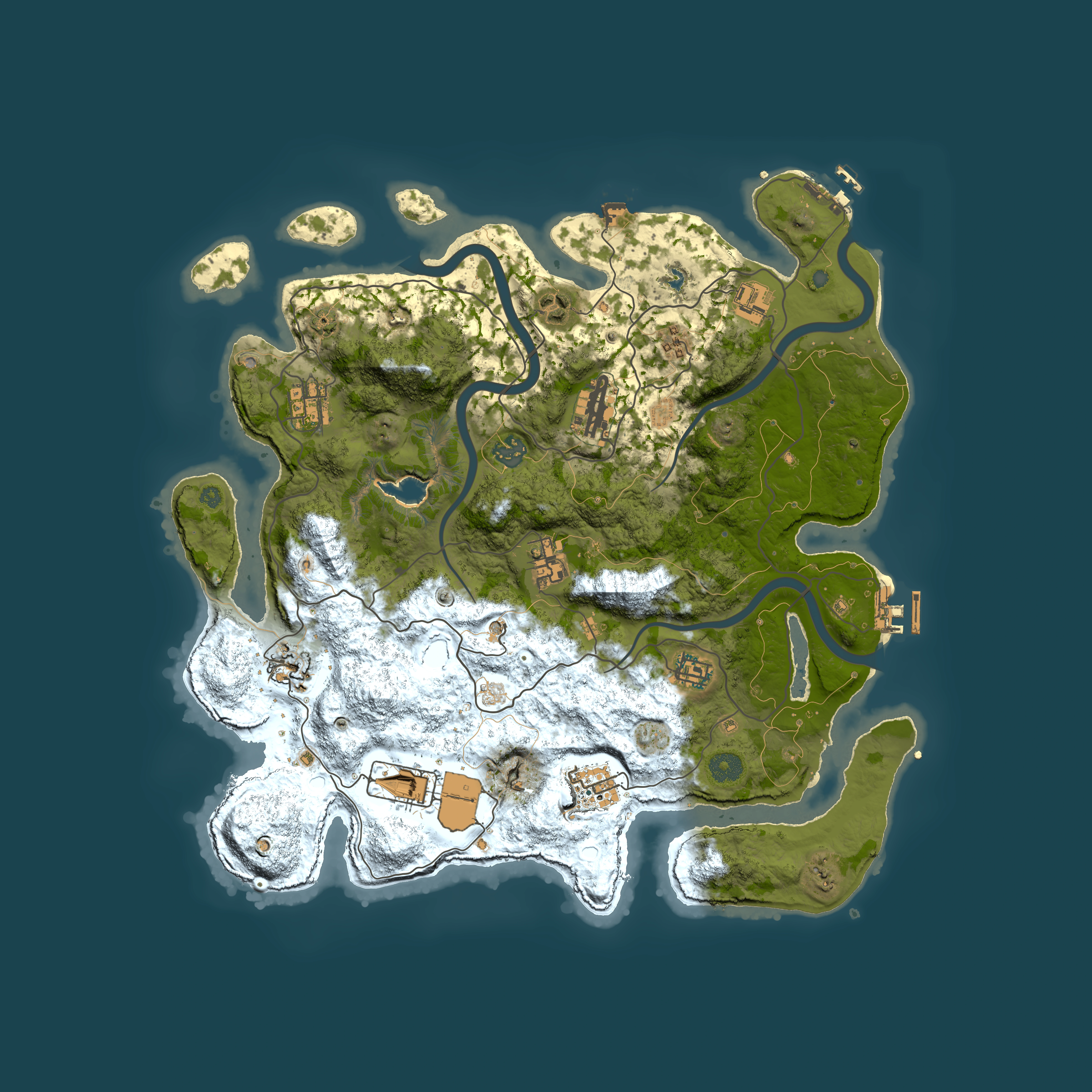 Full top-down render of Rust map seed 1355673827, 4000x4000m